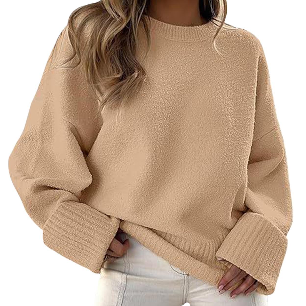 GYMTANK Sweater for Women 2025 Fall Winter Solid Crew Neck Long Sleeve Casual Loose Pullover Oversize Chunky Sweater