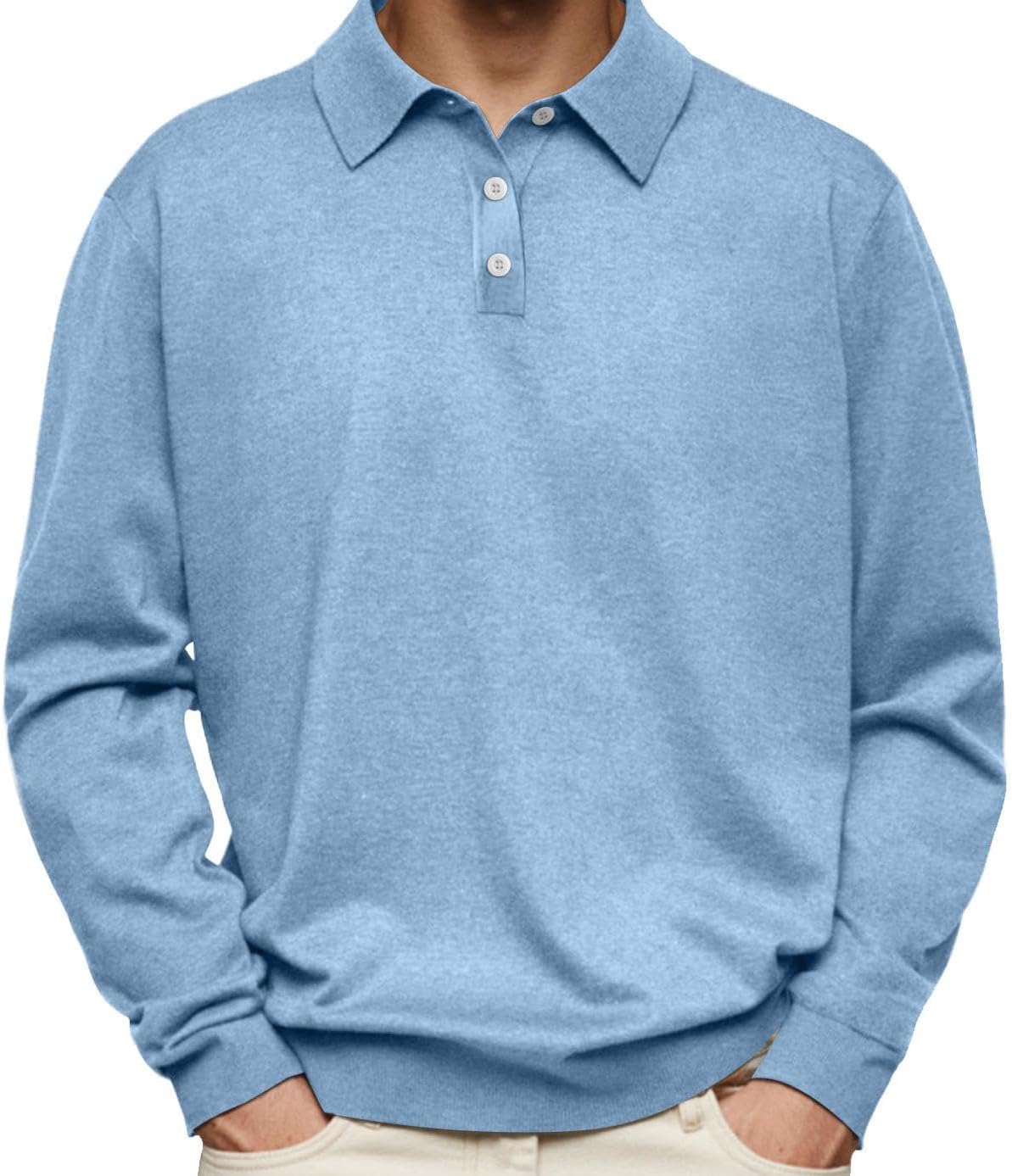 GYMTANK Button Down Golf Shirts for Men Business Clasic Tops Plus Size Collared Sweater
