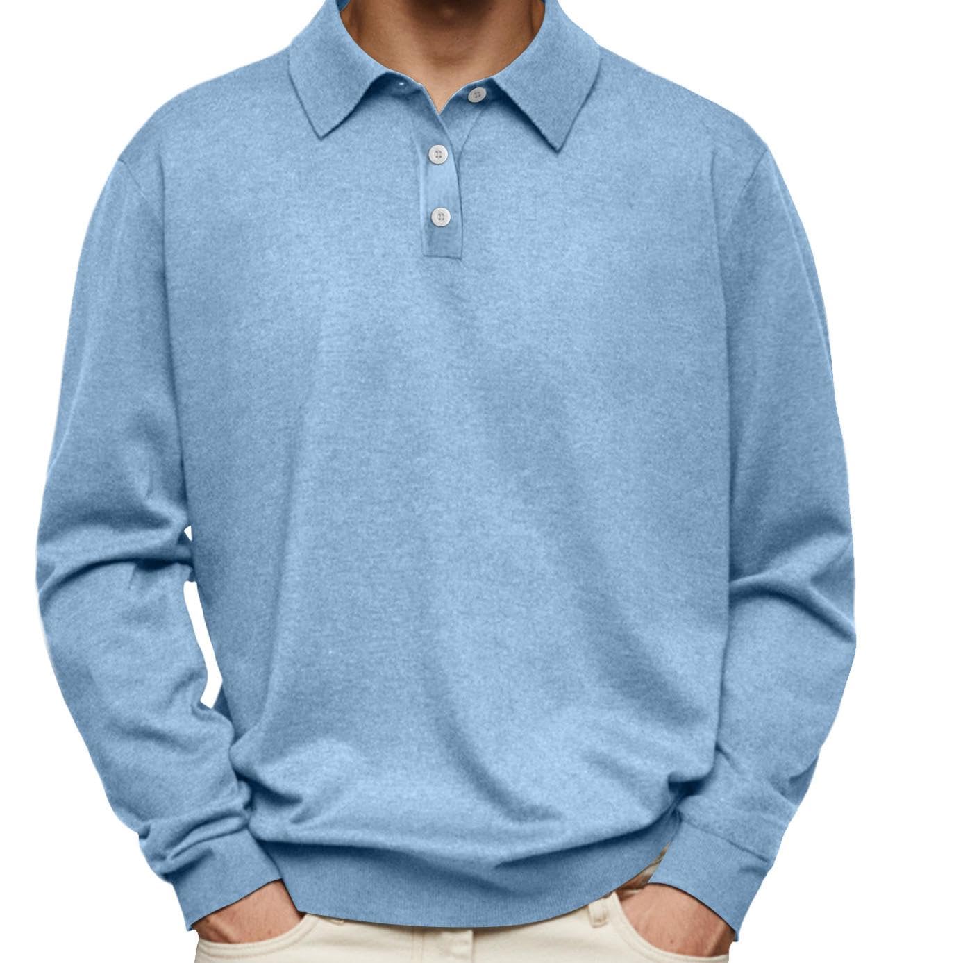 GYMTANK Button Down Golf Shirts for Men Business Clasic Tops Plus Size Collared Sweater
