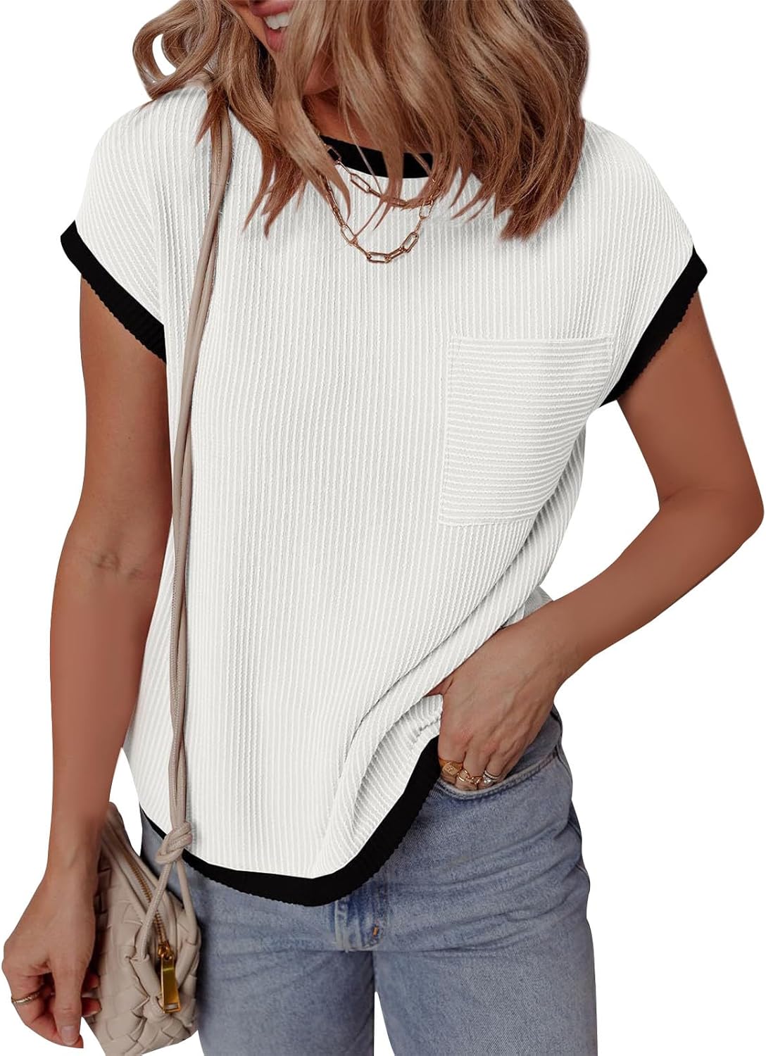 GYMDOG Short Sleeve Shirts for Women Crewneck Summer Workout Cute Cotton Linen Business Blouses Fashion Casual Tunic Tops