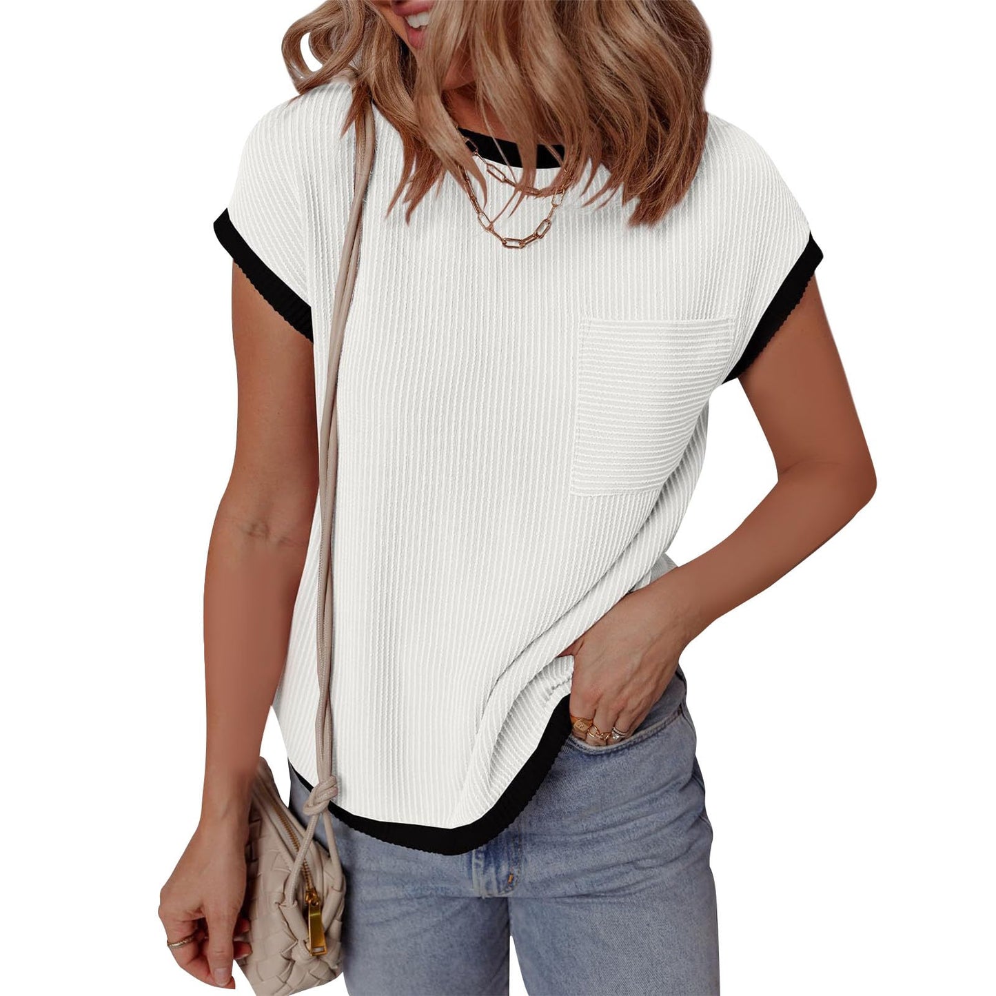 GYMDOG Short Sleeve Shirts for Women Crewneck Summer Workout Cute Cotton Linen Business Blouses Fashion Casual Tunic Tops