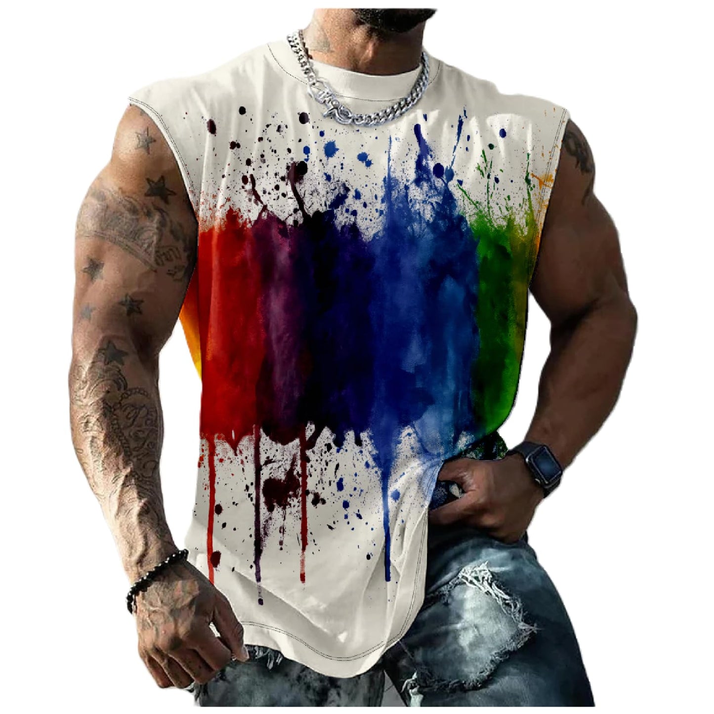 NAVARCH Mens Tank Tops Novelty 3D Printed Summer Casual Loose Workout Sleeveless Shirts Quick Dry Breathable Tops