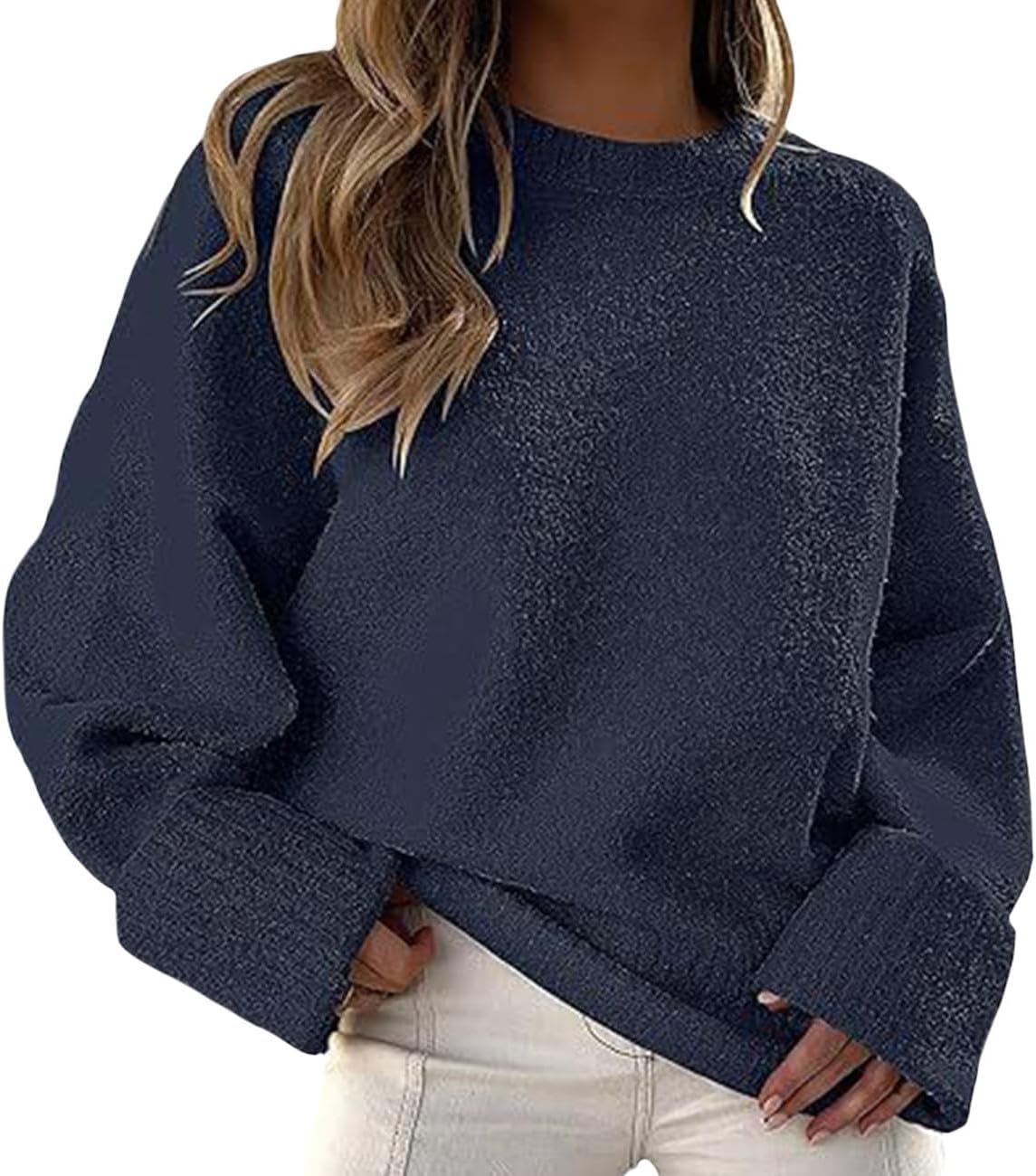 GYMTANK Sweater for Women 2025 Fall Winter Solid Crew Neck Long Sleeve Casual Loose Pullover Oversize Chunky Sweater