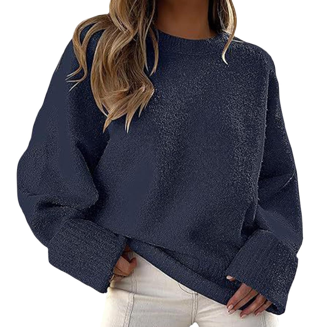 GYMTANK Sweater for Women 2025 Fall Winter Solid Crew Neck Long Sleeve Casual Loose Pullover Oversize Chunky Sweater