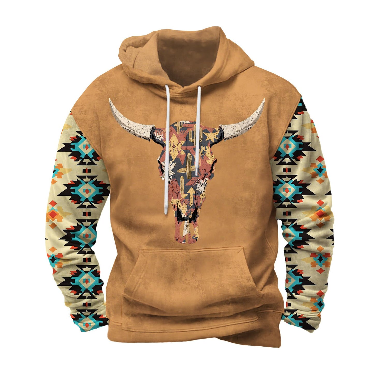 Befox Mens Sweatshirts,Aztec Hoodie Western Vintage Fall Long Sleeve Hooded Tops Tribal Graphic Pullover With Pockets