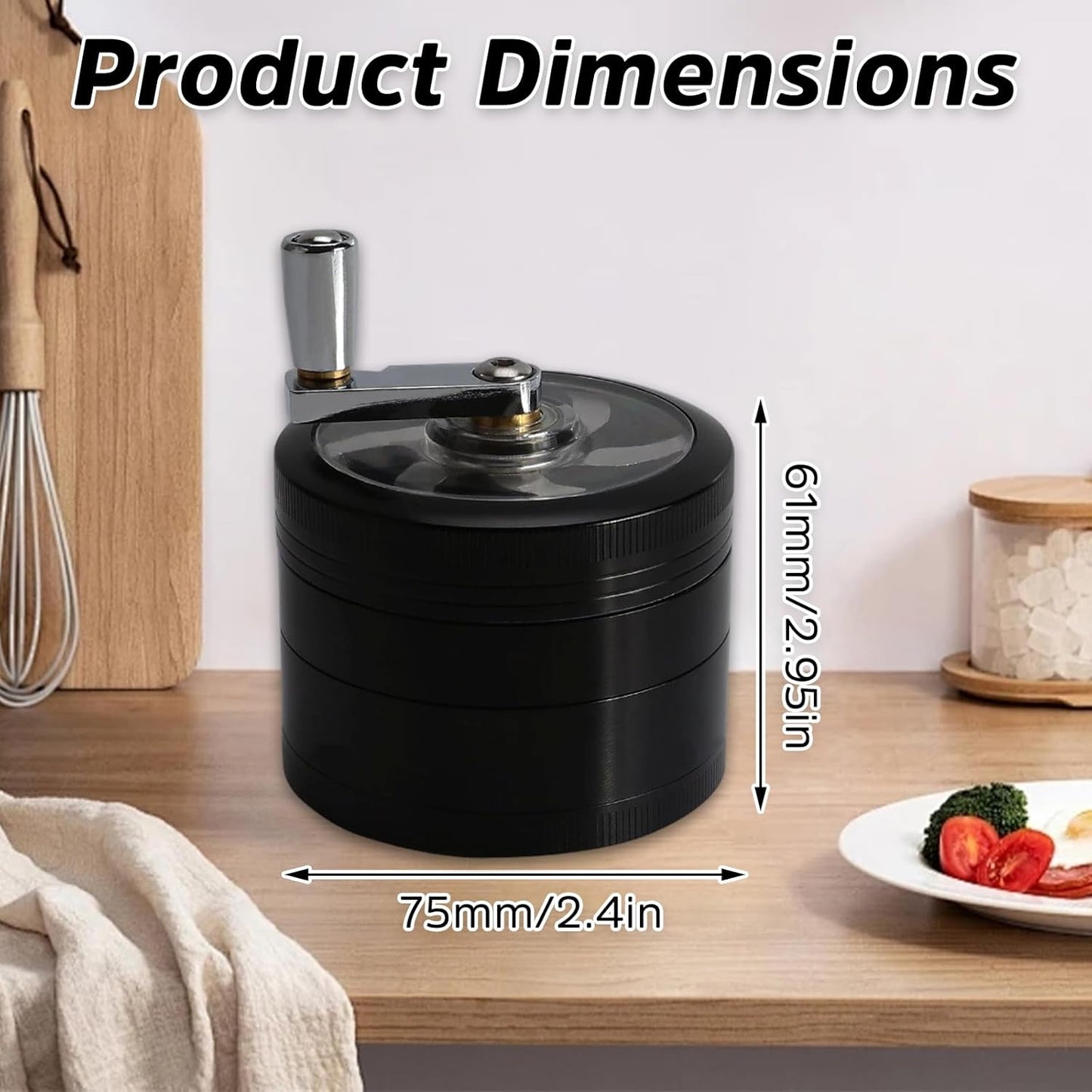 Kribee Hand Cranked Spice Grinder, Durable Zinc Alloy Manual Mill for Pepper, Salt & Herbs, Premium Kitchen Grinding Tool with Smooth Operation, Portable Grinder for Home Cooking and Outdoor BBQ