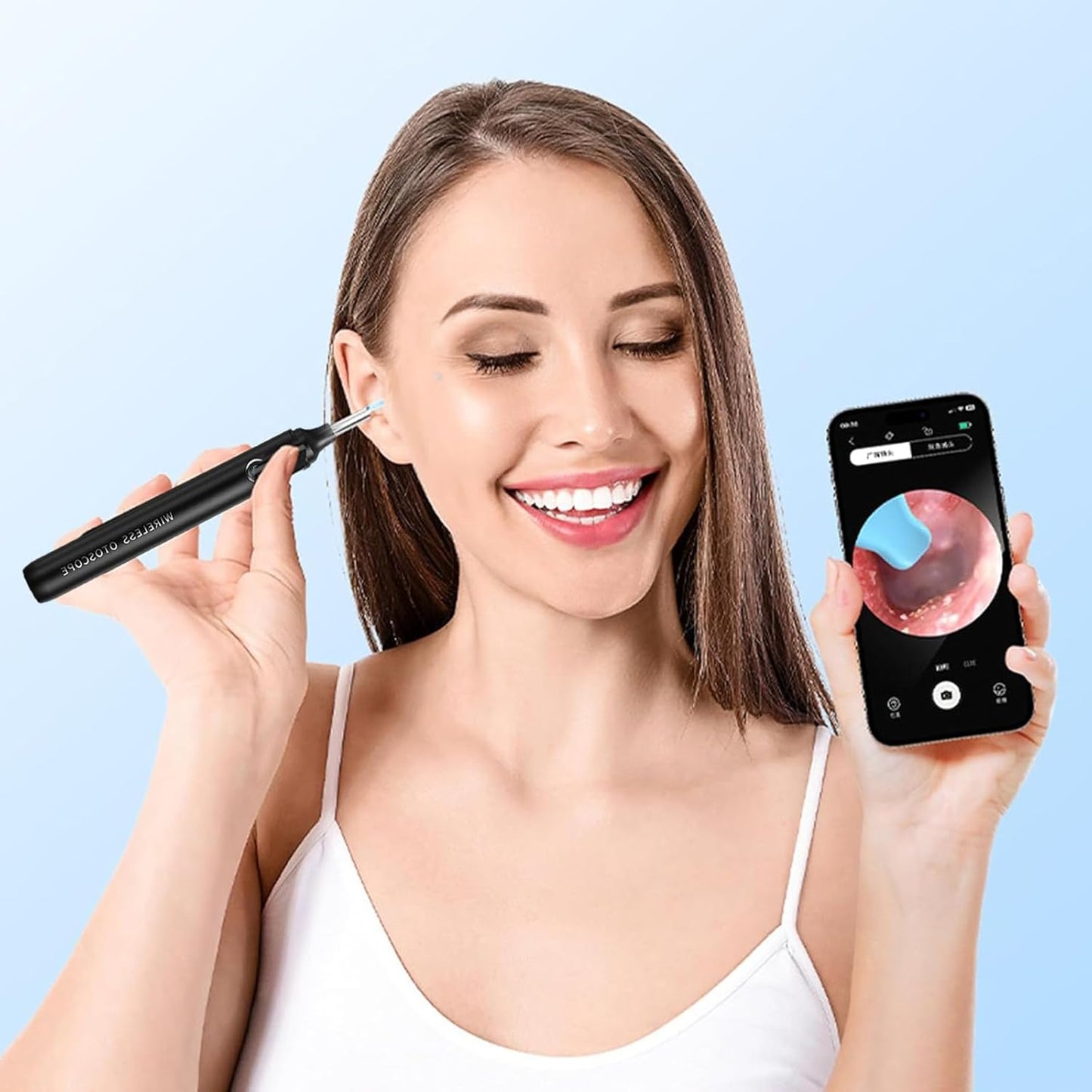 gukoo Ear Camera and Wax Remover,Ear Cleaner Ear Wax Remover,Ear Wax Removal Camera,Ear Cleaner with Camera,Earwax Removal kit with Camera,high Suction Power Electric Silicone Ear Vacuum with Light-White