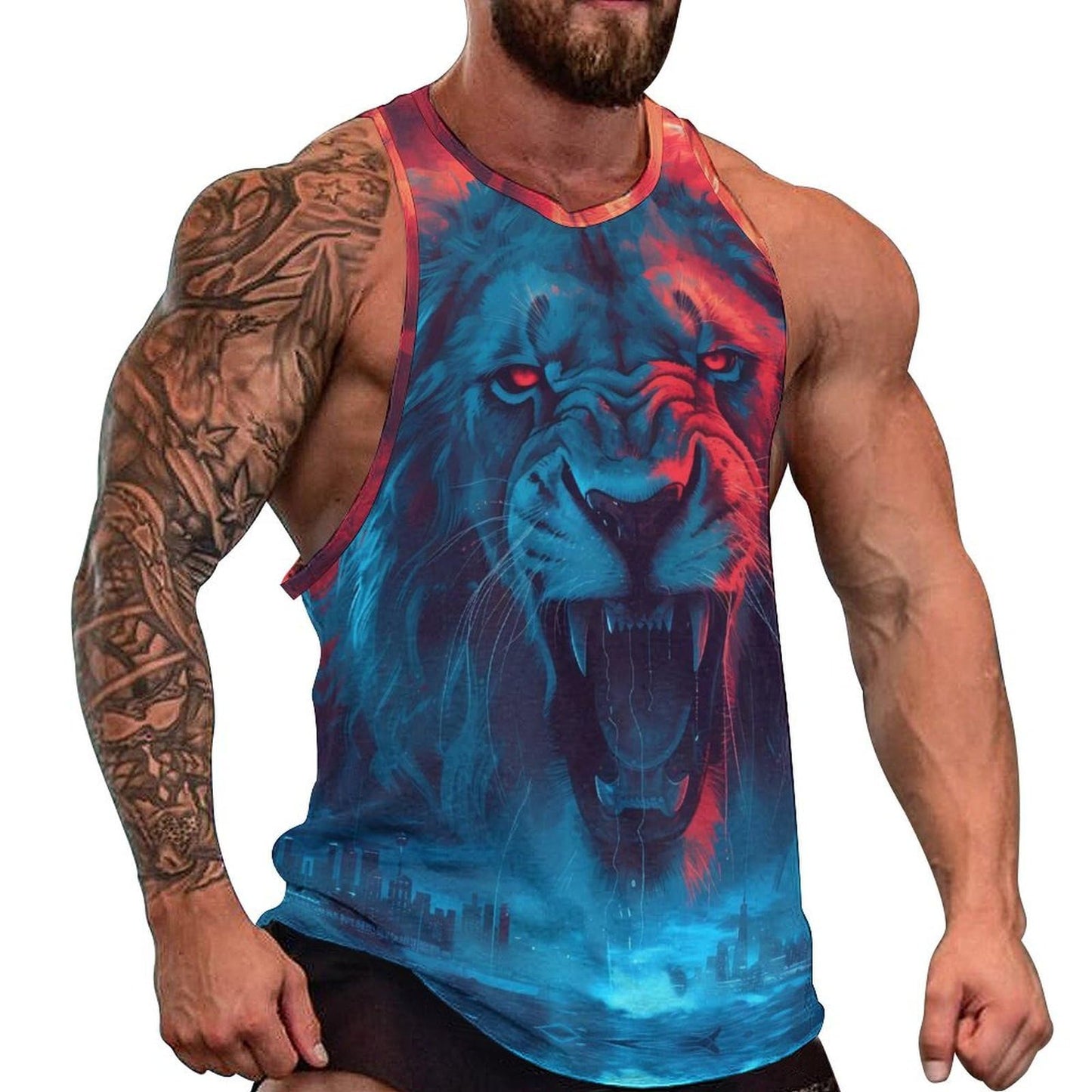 NAVARCH  Tank Tops for Men Animal Print Sport Tank Summer Sleeveless Workout T-Shirts Fitness Vest Athletic Undershirts
