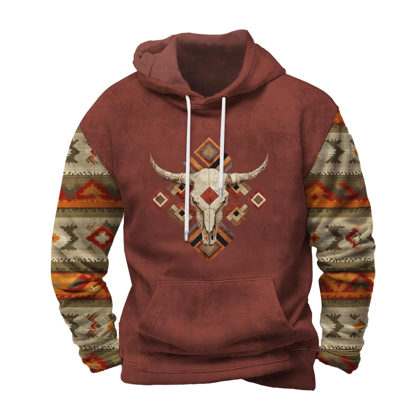 FONDBERYL Mens Aztec Hoodies Western Cowboy Hooded Sweatshirt Vintage Graphic Print Fashion Pullover Tops with Pocket