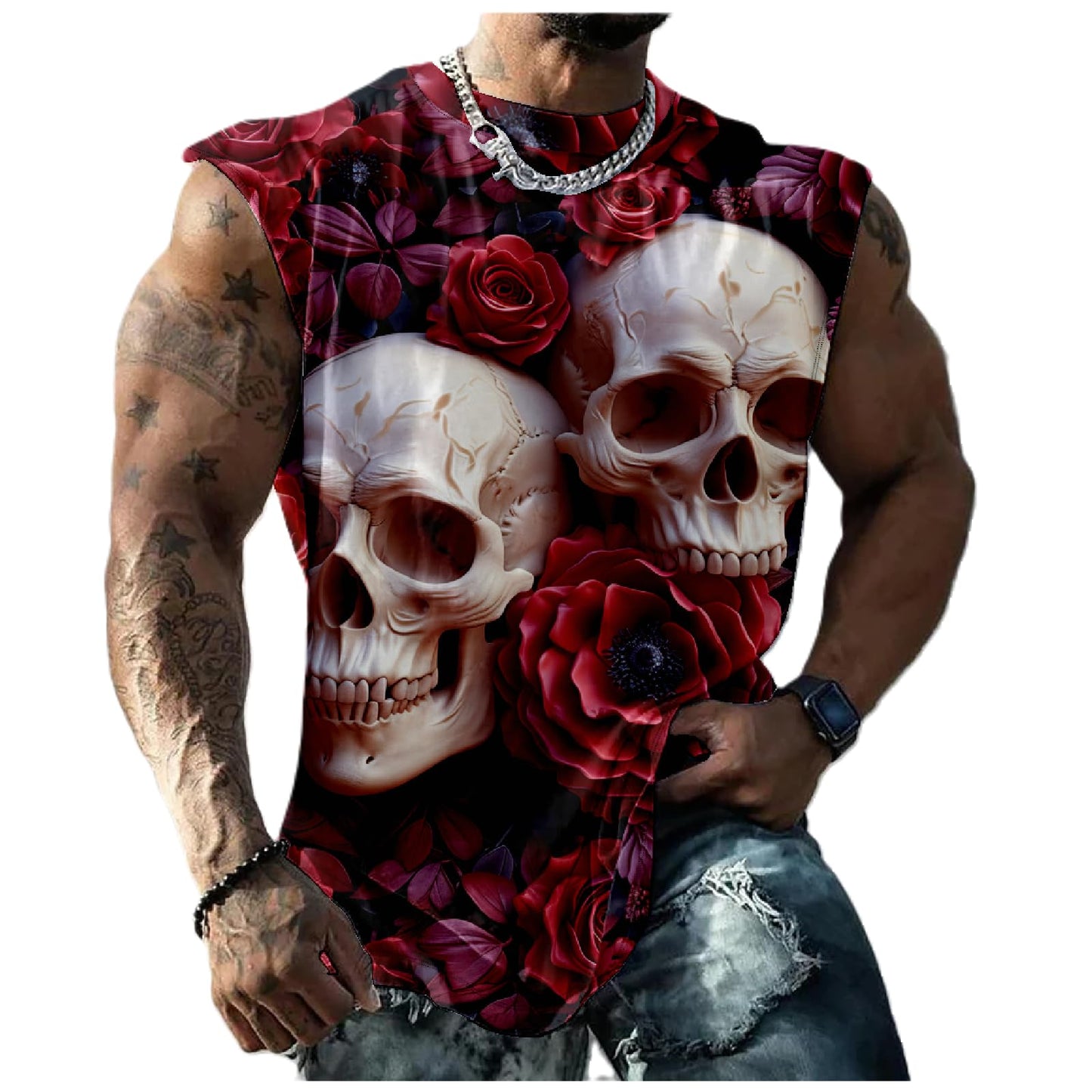 NAVARCH Mens Tank Tops Novelty 3D Printed Summer Casual Loose Workout Sleeveless Shirts Quick Dry Breathable Tops