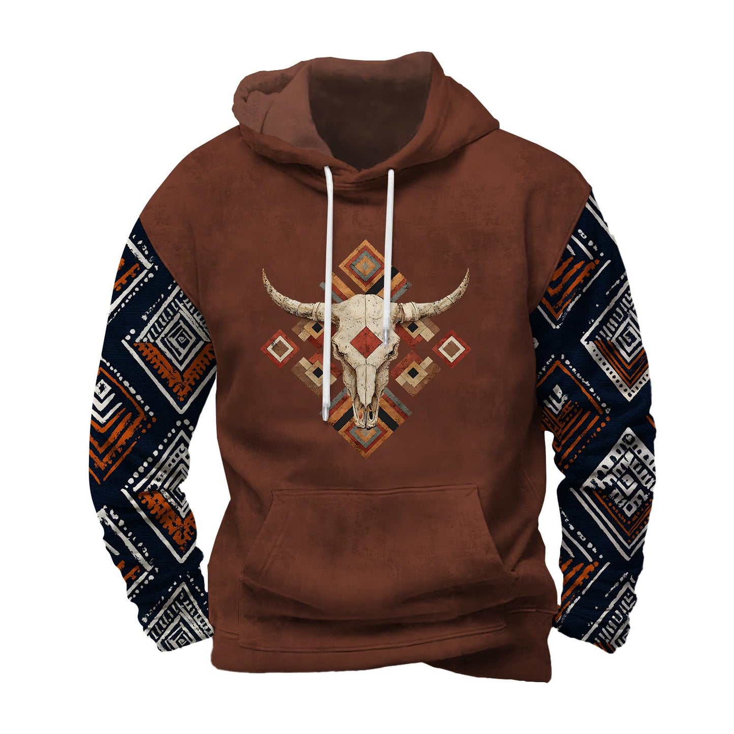 Befox Mens Sweatshirts,Aztec Hoodie Western Vintage Fall Long Sleeve Hooded Tops Tribal Graphic Pullover With Pockets