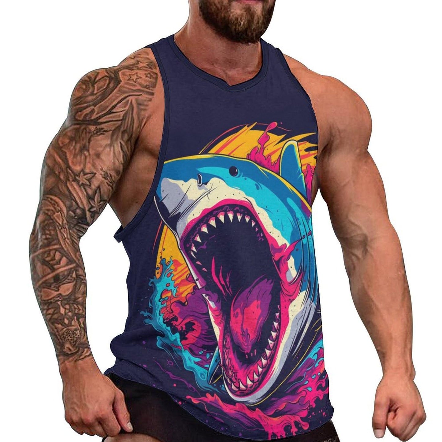 NAVARCH Mens Tank Top 3D Print Casual Summer Sleeveless Shirts Gym Workout Breathable Quick Dry Lightweight Sportswear