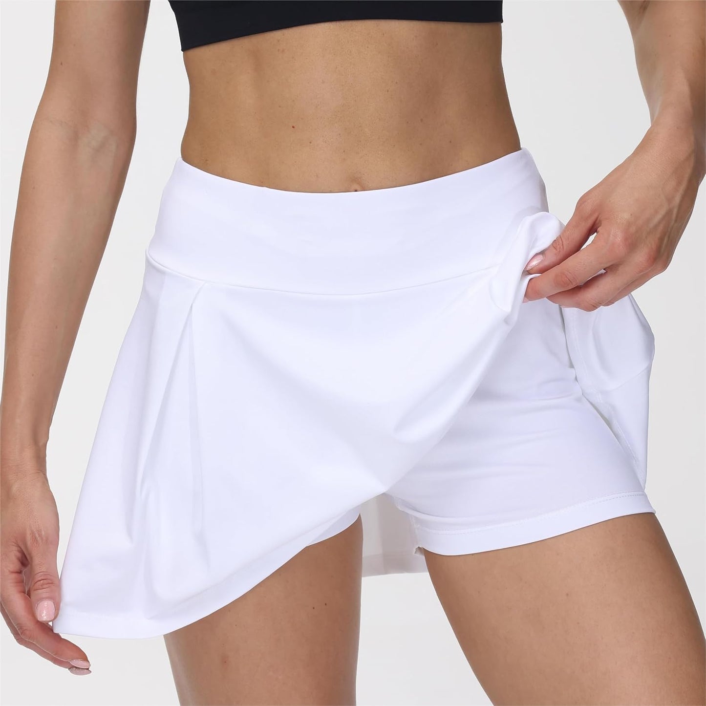 TOFOX Womens Tennis Golf Sports Pants Skirt Stretchy Running Skirt 2 in1 Sports Leggings with Skirt Short Skort Pants Skirt Stretchy Running Skirt