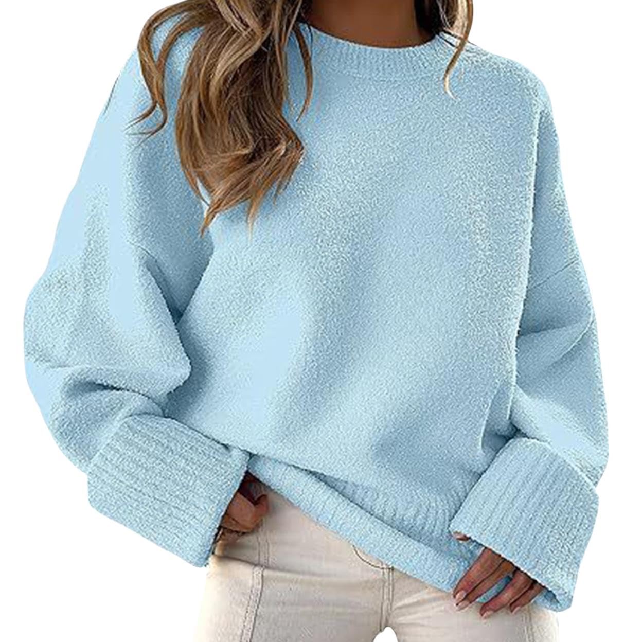 GYMTANK Sweater for Women 2025 Fall Winter Solid Crew Neck Long Sleeve Casual Loose Pullover Oversize Chunky Sweater