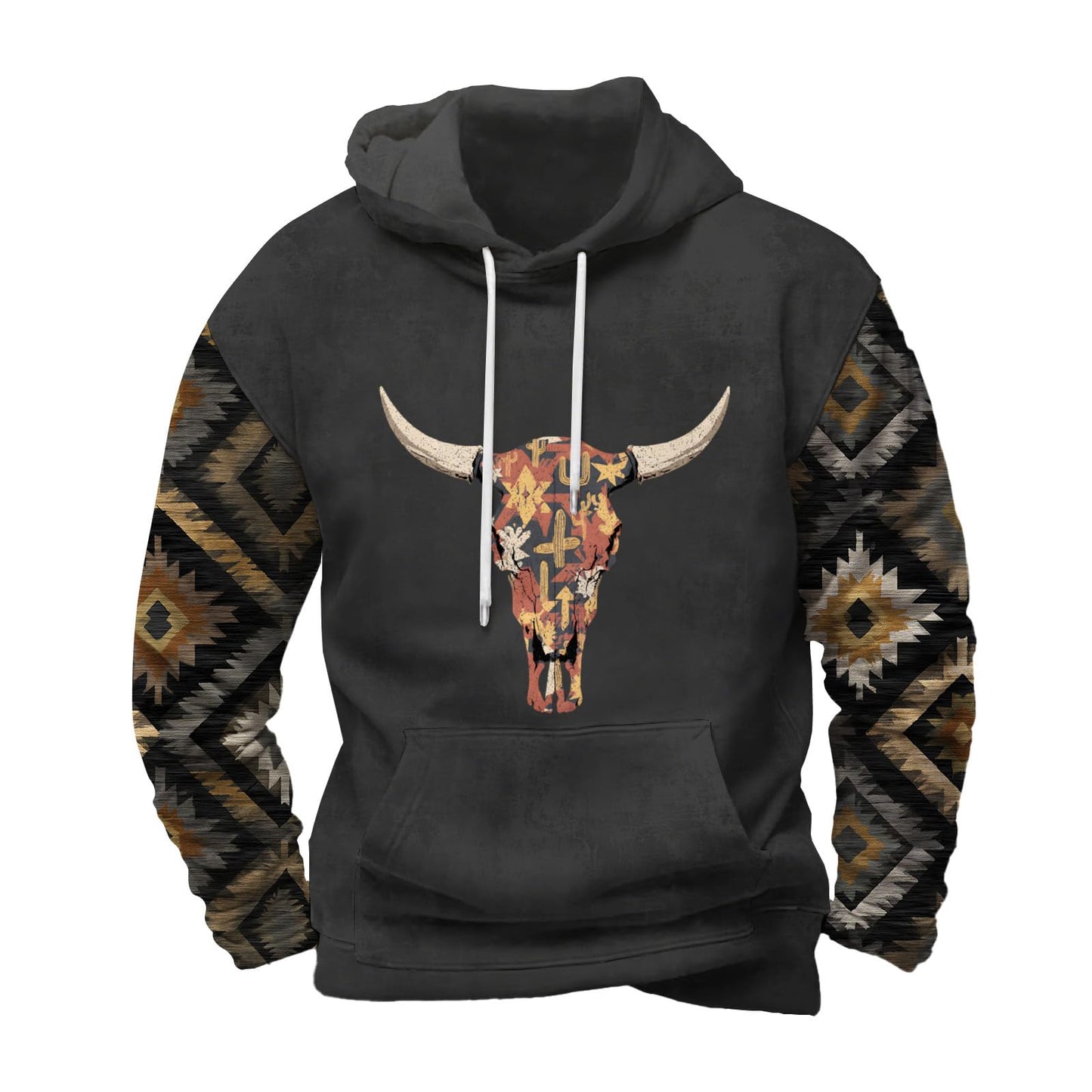 Befox Mens Sweatshirts,Aztec Hoodie Western Vintage Fall Long Sleeve Hooded Tops Tribal Graphic Pullover With Pockets