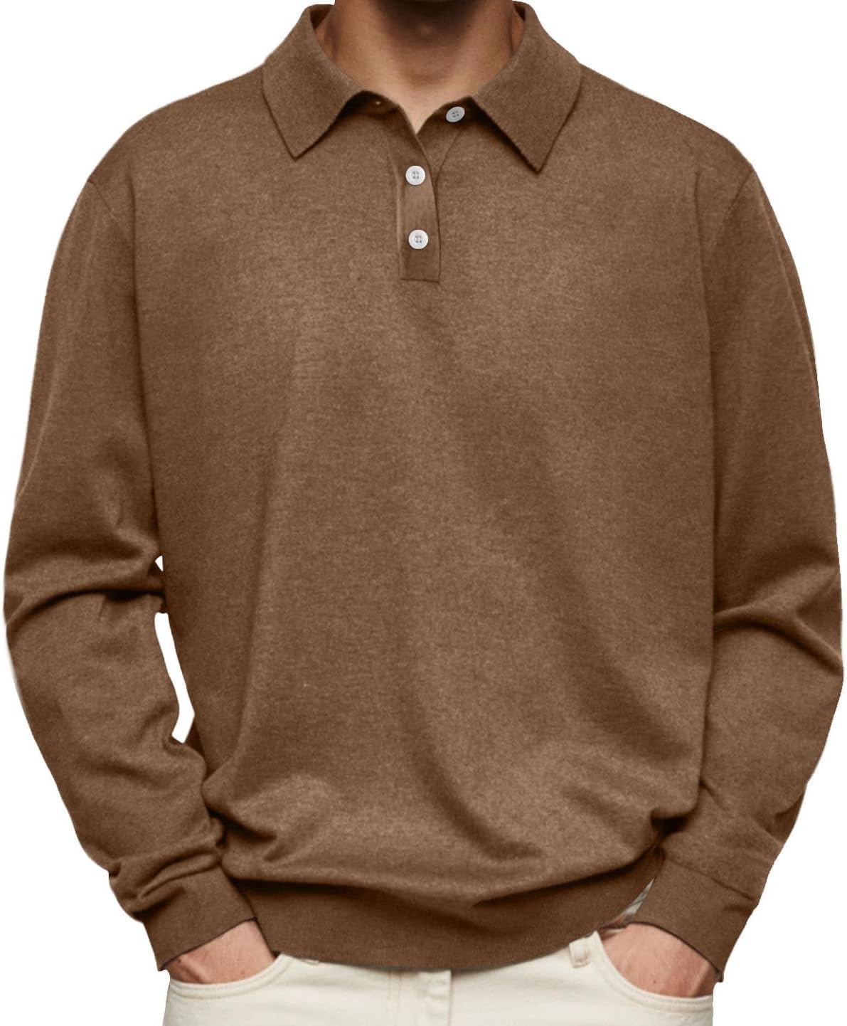 GYMTANK Button Down Golf Shirts for Men Business Clasic Tops Plus Size Collared Sweater
