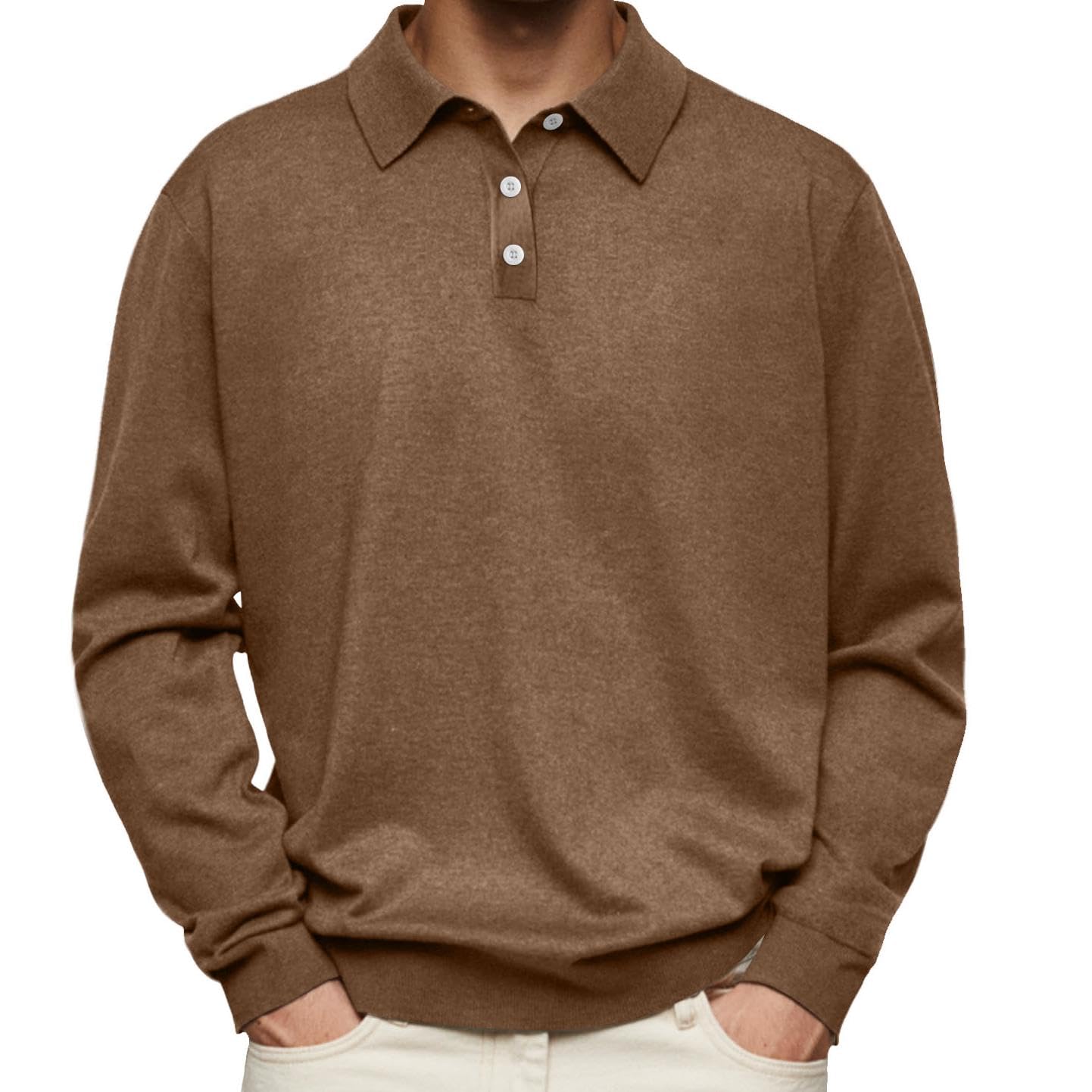 GYMTANK Button Down Golf Shirts for Men Business Clasic Tops Plus Size Collared Sweater