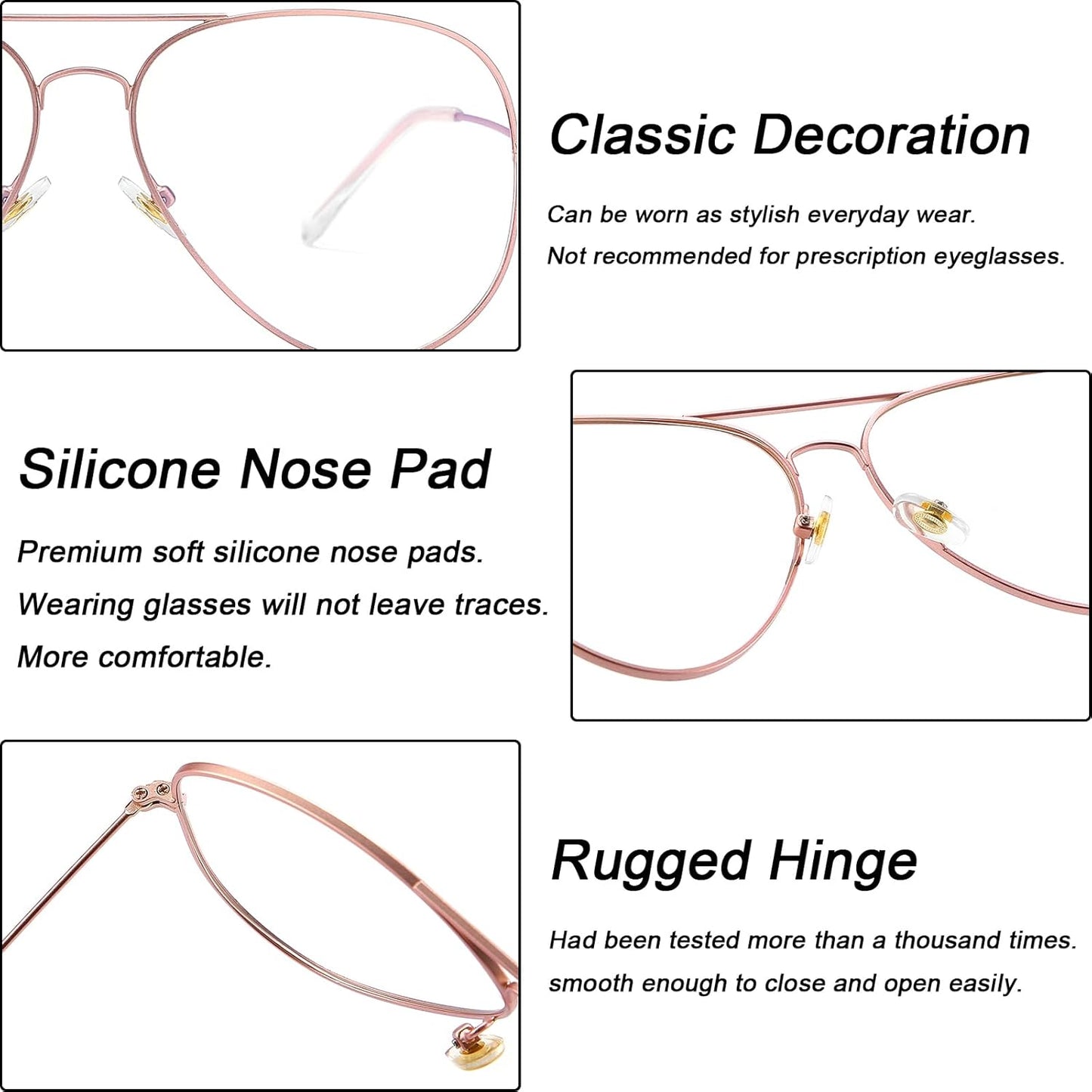 JiffPom Clear Lens Glasses Metal Frame Blue Light Blocking Eyeglasses for Women Men Non-prescription