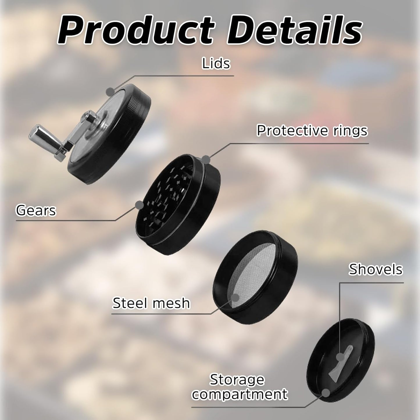 Kribee Hand Cranked Spice Grinder, Durable Zinc Alloy Manual Mill for Pepper, Salt & Herbs, Premium Kitchen Grinding Tool with Smooth Operation, Portable Grinder for Home Cooking and Outdoor BBQ