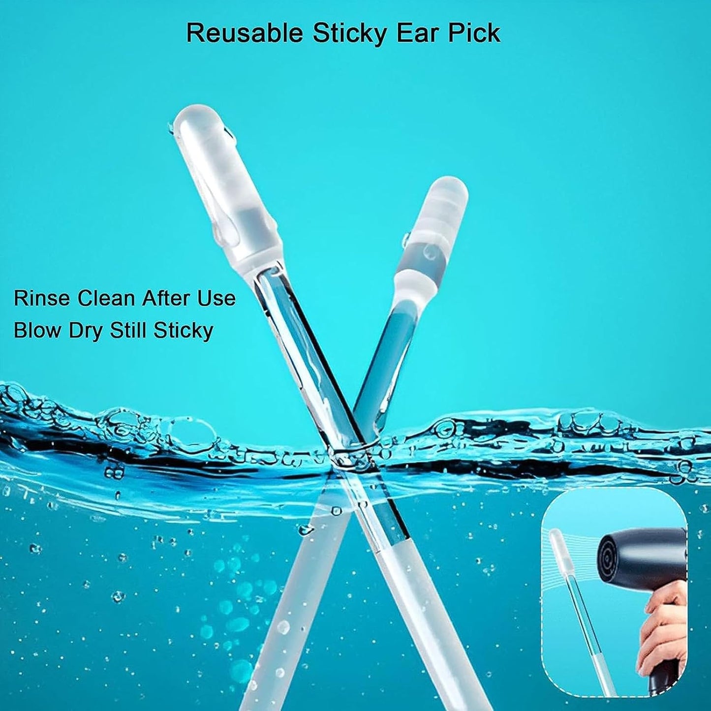 Kribee Sticky Ear Cleaning Buds, 24 Pieces Reusable Ear Wax Removal Kit for Adults Kids, Sticky Ears Cleaning Sticks Washable, Portable Adhesive Ears Pick Wax Cleaner Earwax Remover Tool for Home Use