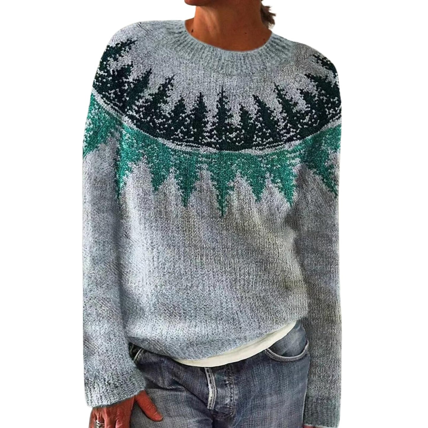WAZZAP Fair Isle Sweater for Women Fall Winter Casual Crewneck Long Sleeve Lightweight Pullover Tops