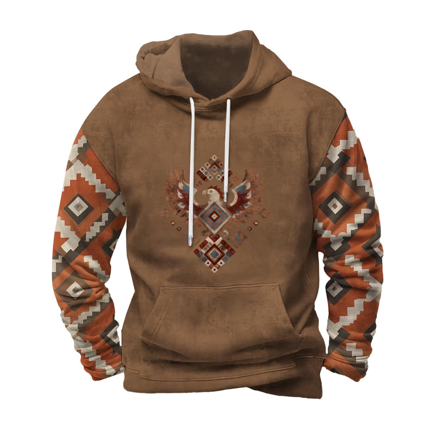 FONDBERYL Mens Aztec Hoodies Western Cowboy Hooded Sweatshirt Vintage Graphic Print Fashion Pullover Tops with Pocket