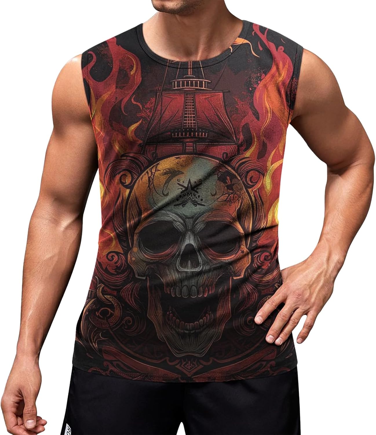 NAVARCH Mens Tank Tops Graphic Beach Tank Tops for Men Lightweight Breathable Sleeveless T-Shirt Summer Casual Beach Wear