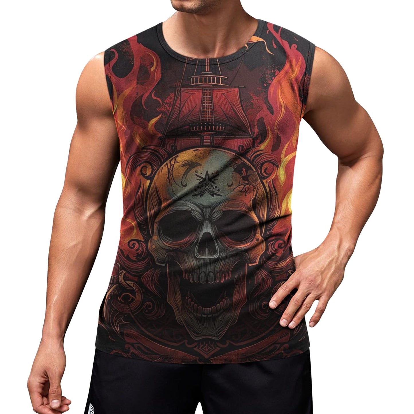 NAVARCH Mens Tank Tops Graphic Beach Tank Tops for Men Lightweight Breathable Sleeveless T-Shirt Summer Casual Beach Wear