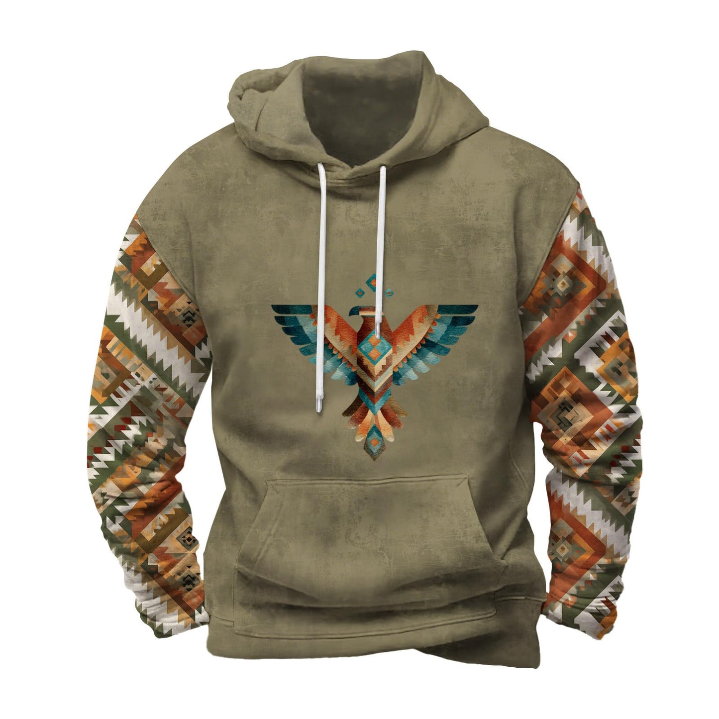 FONDBERYL Mens Aztec Hoodies Western Cowboy Hooded Sweatshirt Vintage Graphic Print Fashion Pullover Tops with Pocket