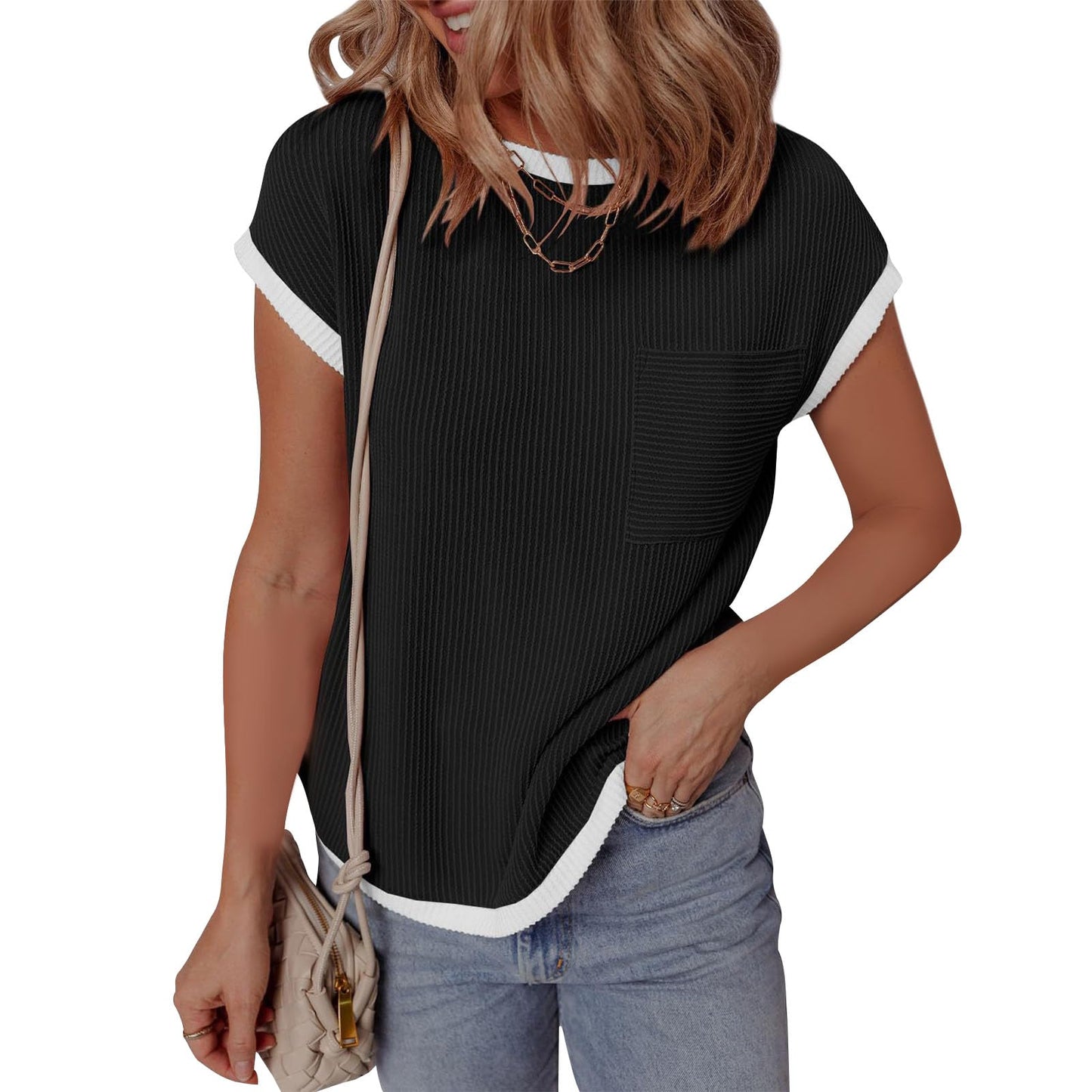 GYMDOG Short Sleeve Shirts for Women Crewneck Summer Workout Cute Cotton Linen Business Blouses Fashion Casual Tunic Tops