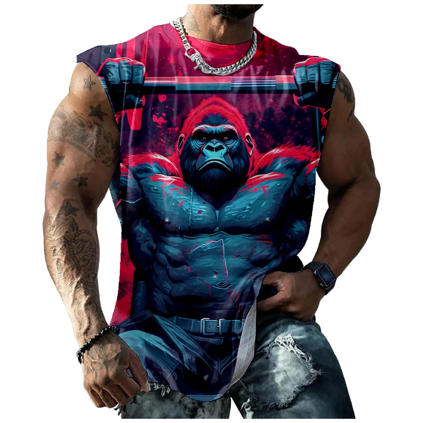 NAVARCH Mens Tank Tops Novelty 3D Printed Summer Casual Loose Workout Sleeveless Shirts Quick Dry Breathable Tops