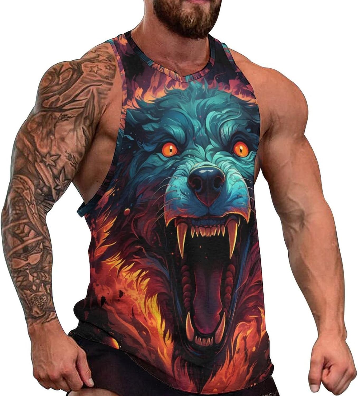 NAVARCH  Tank Tops for Men Animal Print Sport Tank Summer Sleeveless Workout T-Shirts Fitness Vest Athletic Undershirts