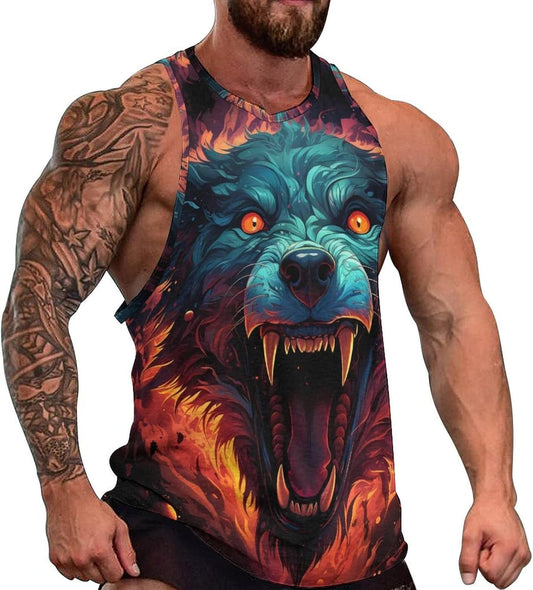 NAVARCH  Tank Tops for Men Animal Print Sport Tank Summer Sleeveless Workout T-Shirts Fitness Vest Athletic Undershirts