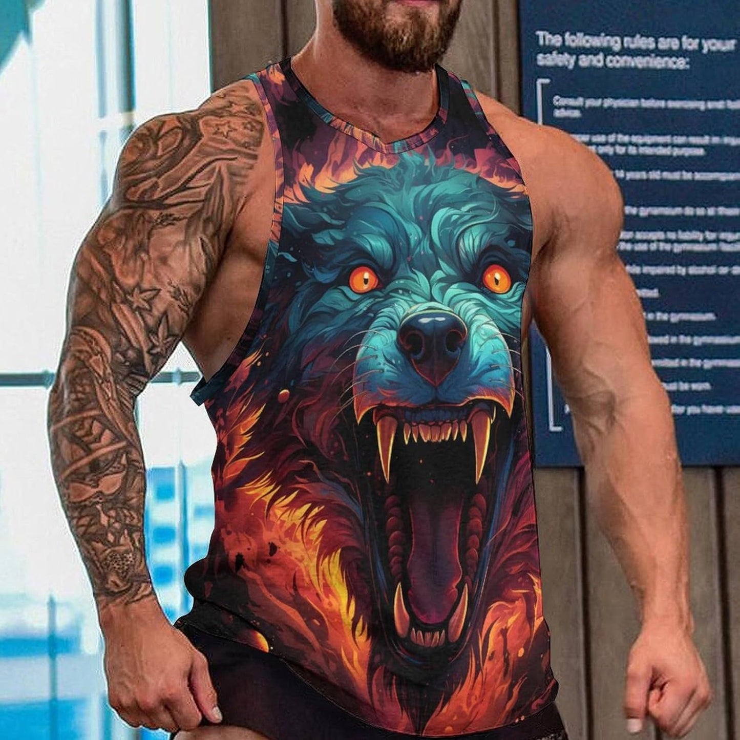 NAVARCH  Tank Tops for Men Animal Print Sport Tank Summer Sleeveless Workout T-Shirts Fitness Vest Athletic Undershirts