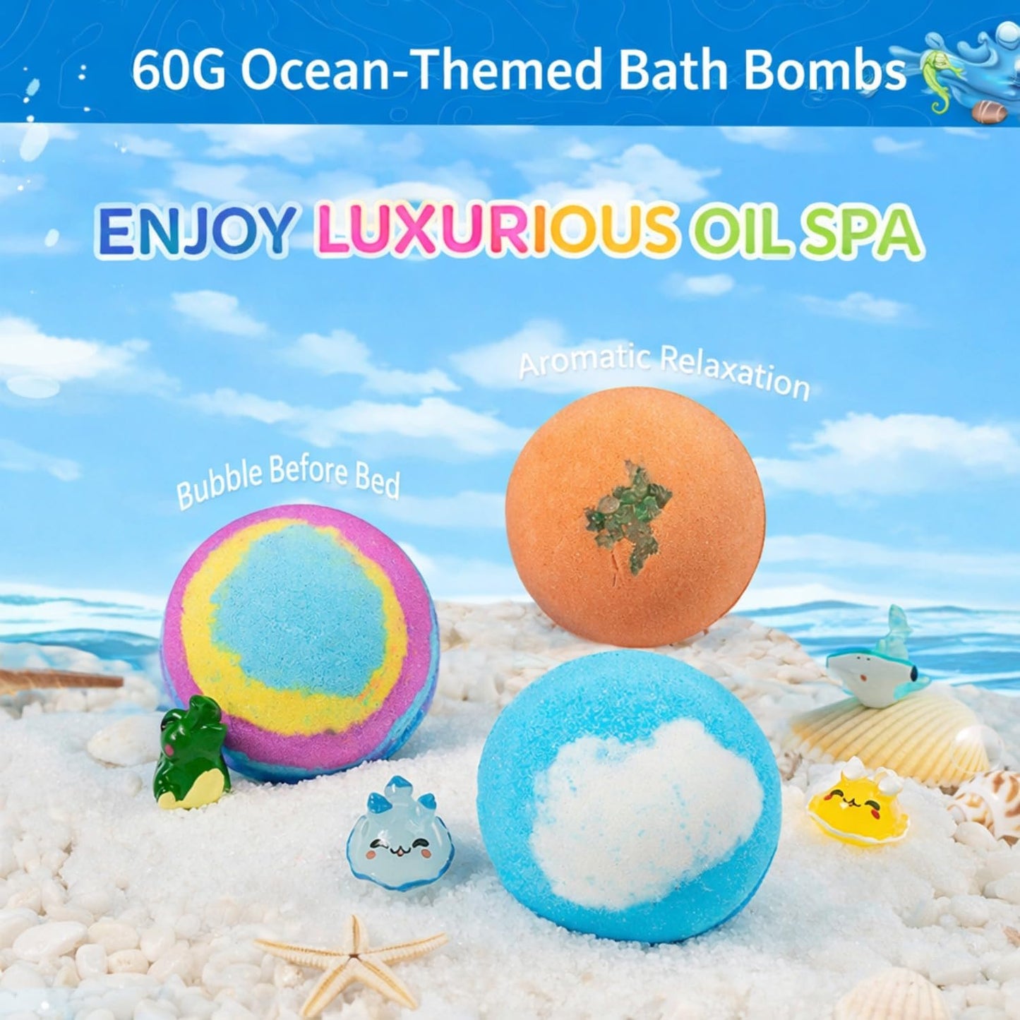 Kribee Bath Bombs with Surprise Inside - 6/12 Pack Organic Bubble Fizzy with Toys, Natural Sea Salt Color Changing Bath Balls - Dinosaur Egg、Animal、Ocean Theme Bath Fizzies (Green 12pcs)
