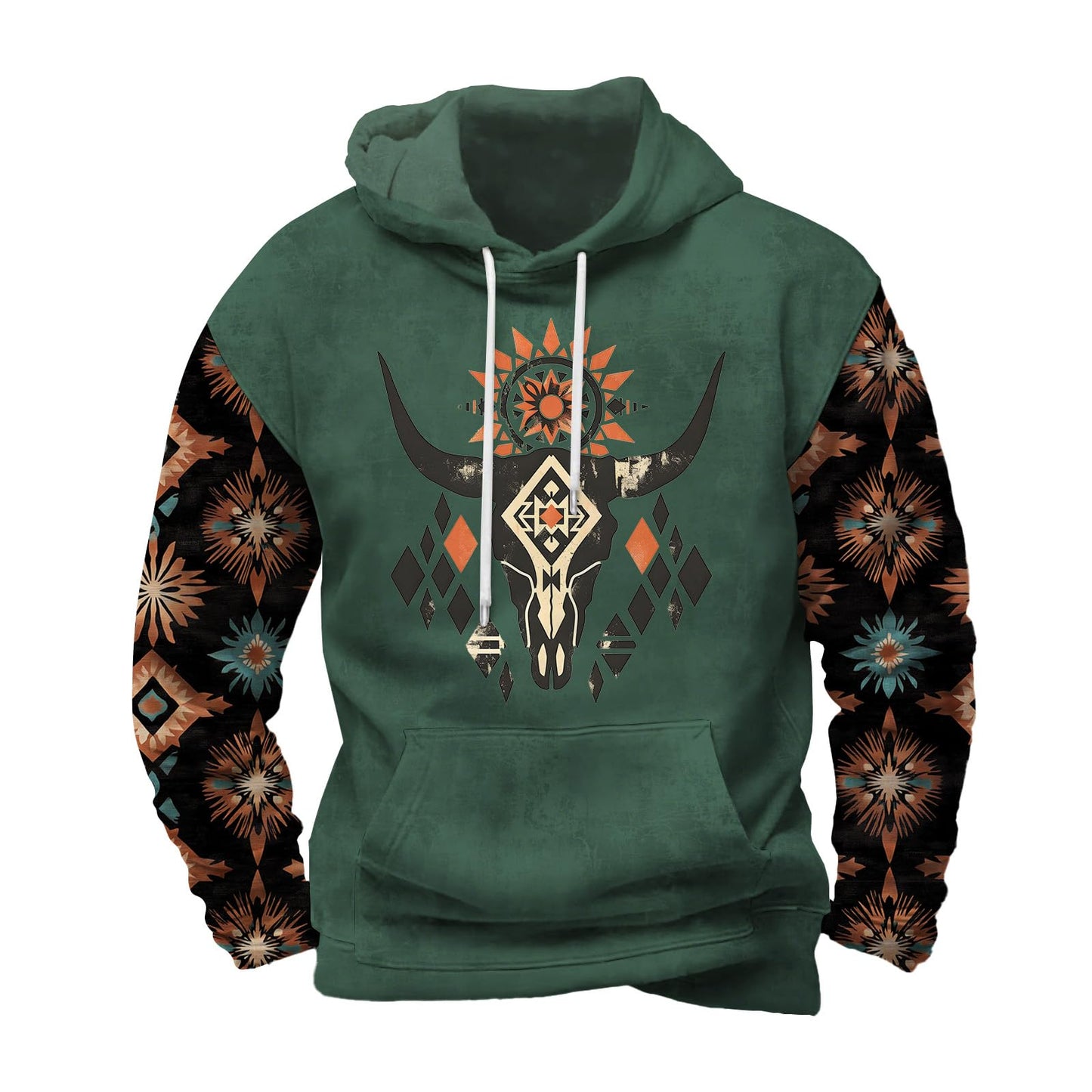 Befox Mens Sweatshirts,Aztec Hoodie Western Vintage Fall Long Sleeve Hooded Tops Tribal Graphic Pullover With Pockets