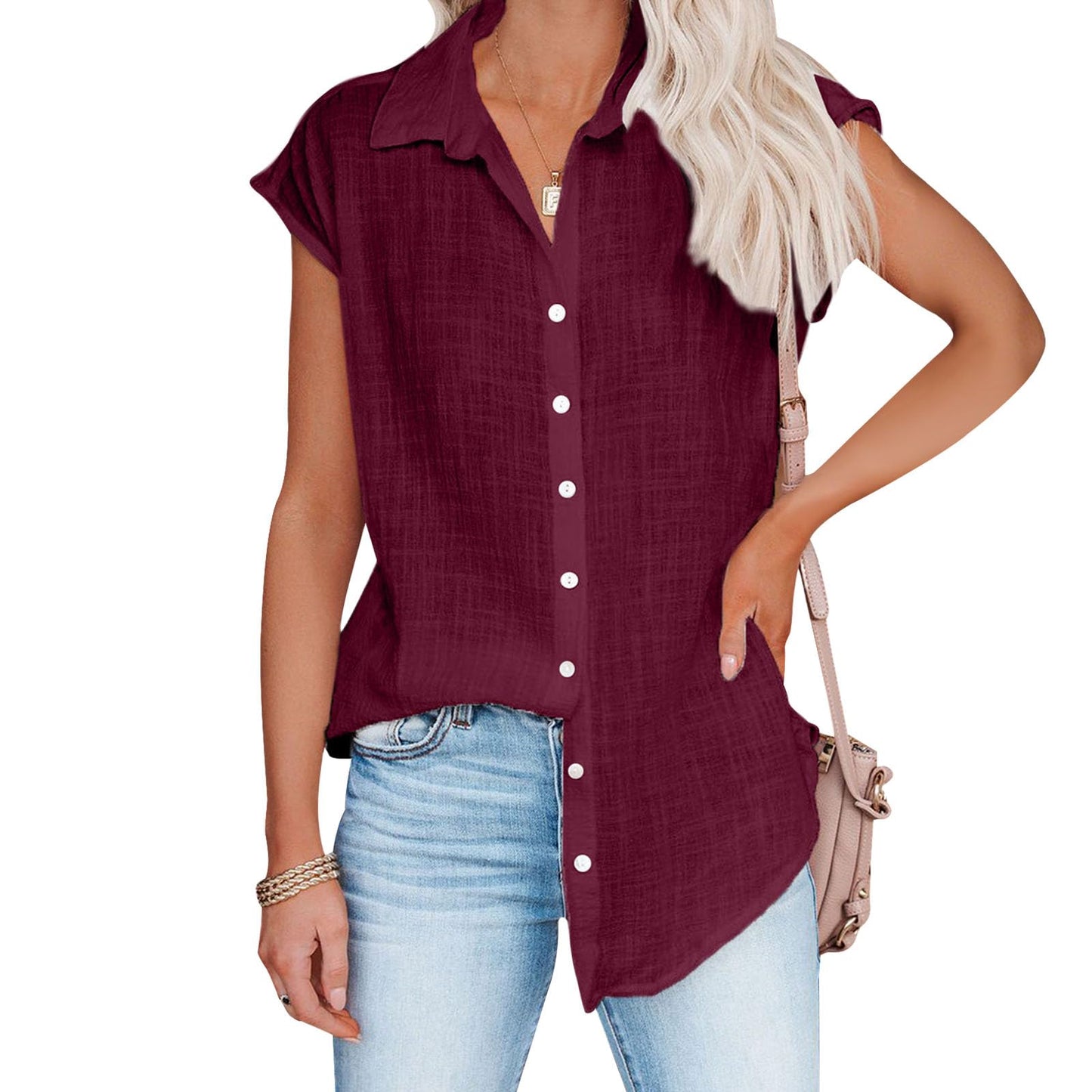 gukoo Tunic Shirts for Women V Neck Business Vintage Lightweight Button Down Sleeveless Casual Summer Workout Tops
