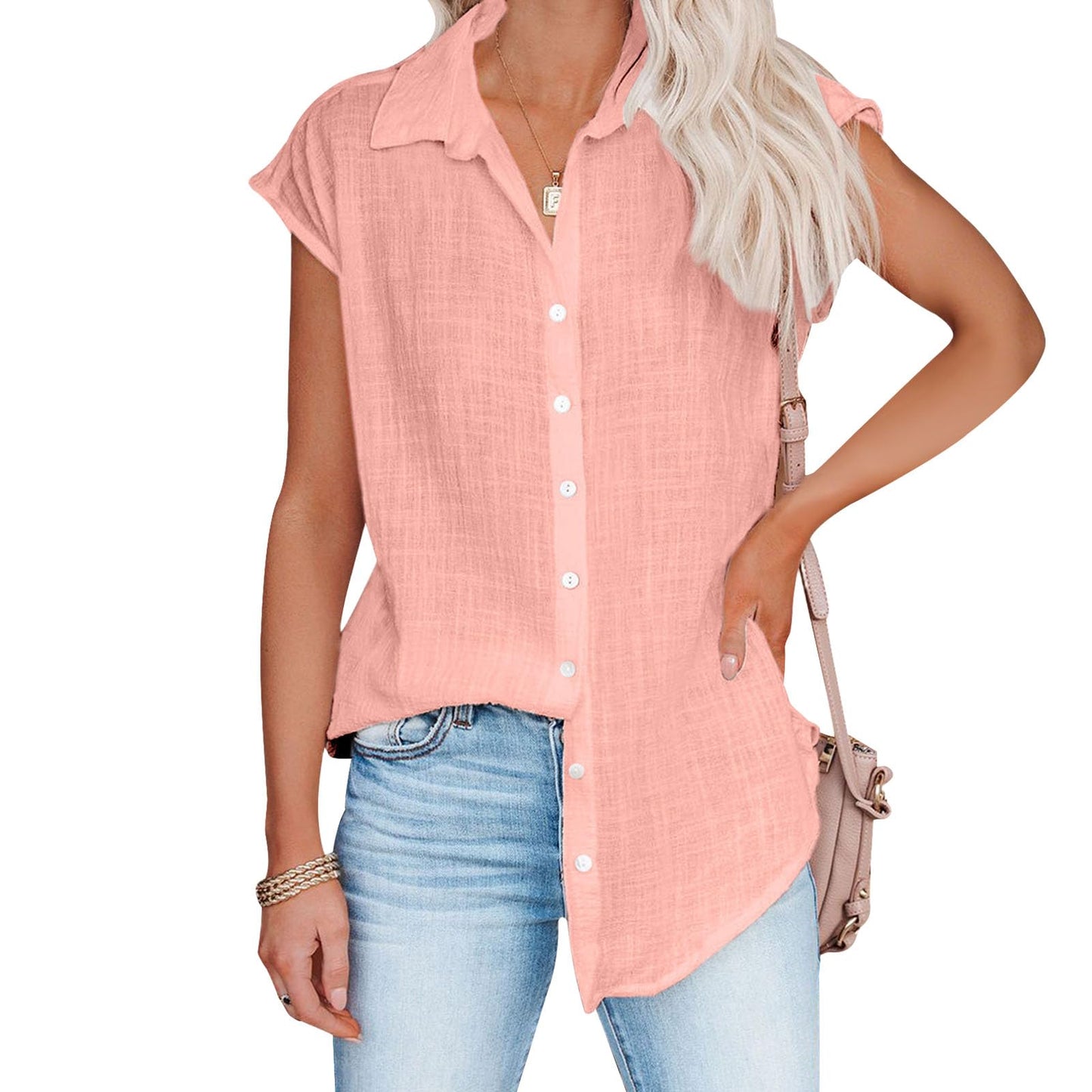 gukoo Tunic Shirts for Women V Neck Business Vintage Lightweight Button Down Sleeveless Casual Summer Workout Tops
