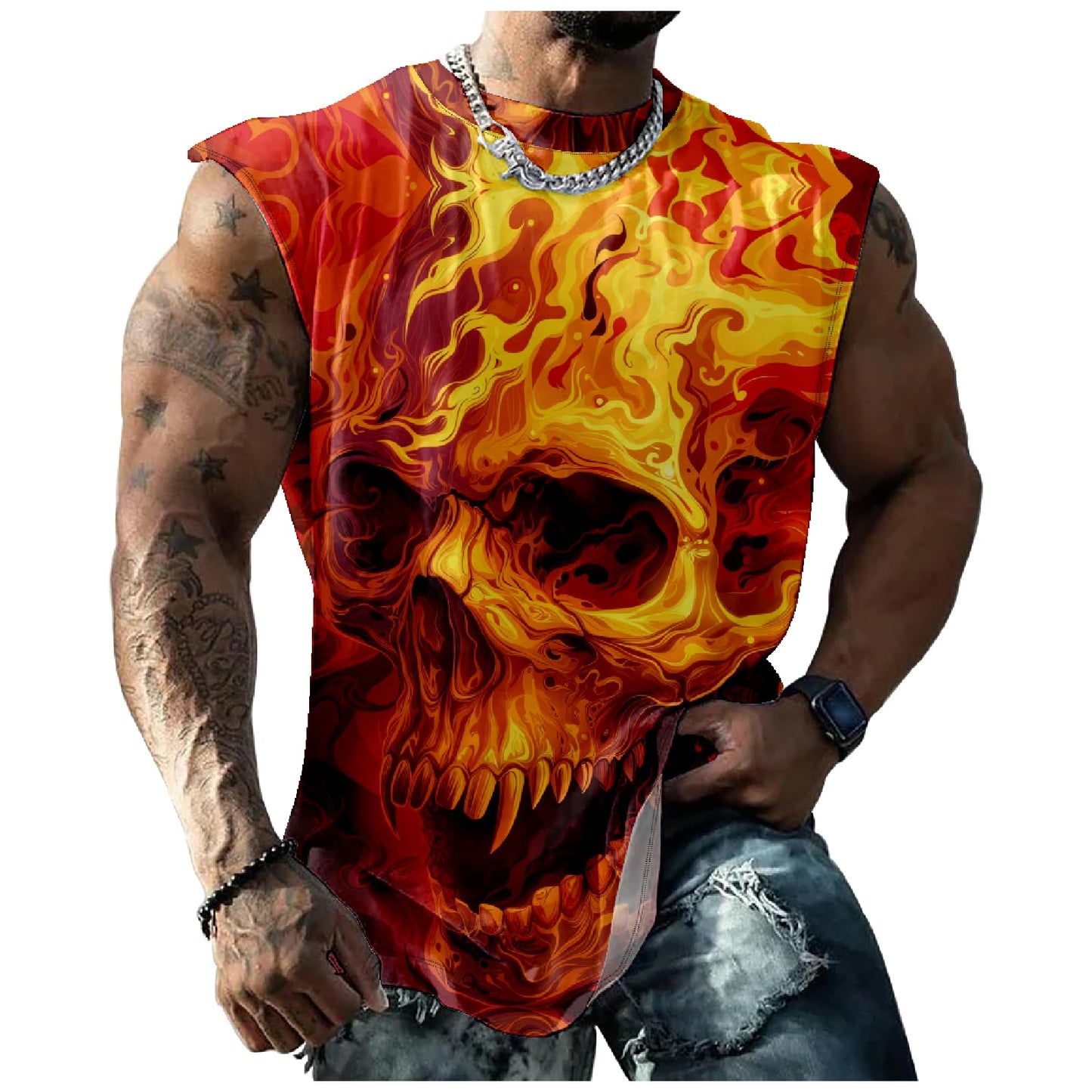 NAVARCH Mens Tank Tops Novelty 3D Printed Summer Casual Loose Workout Sleeveless Shirts Quick Dry Breathable Tops