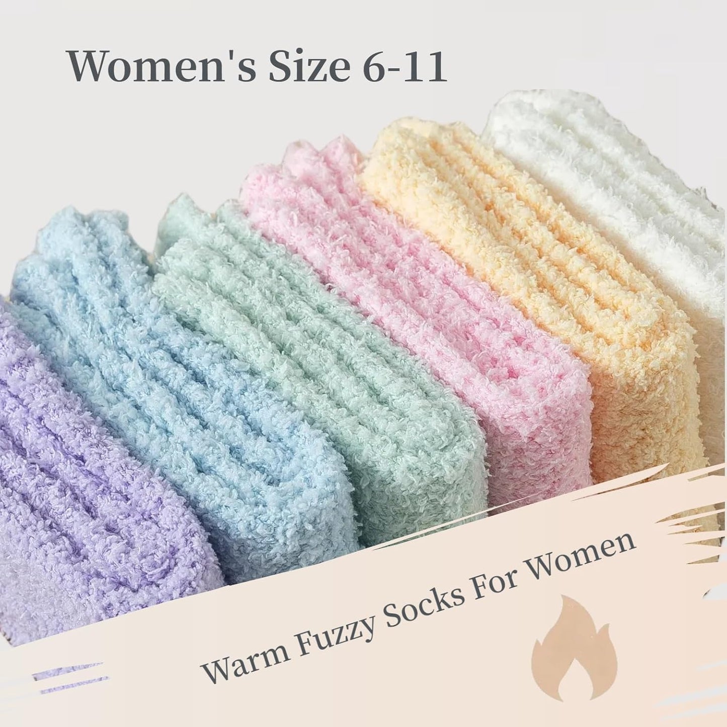 TOFOX 6 Pairs Fuzzy Socks For Women Soft Home Slipper Socks Fluffy Sleeping Socks don't Shed Lint