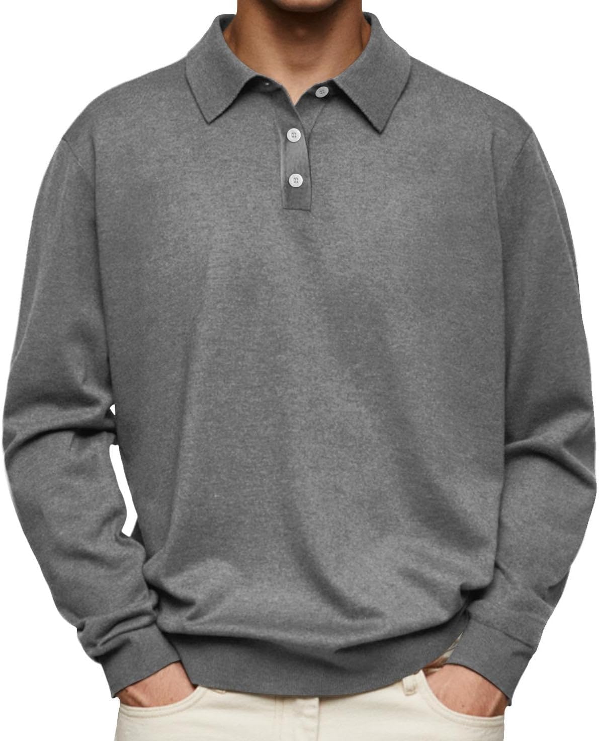 GYMTANK Button Down Golf Shirts for Men Business Clasic Tops Plus Size Collared Sweater