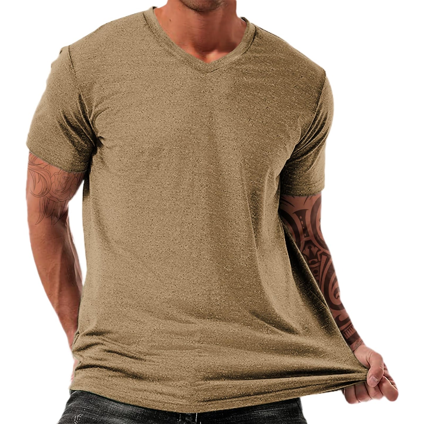 NAVARCH Trendy Summer Mens Casual Shirts V Neck Breathable Novelty Shirt Streetwear Graphic Tees