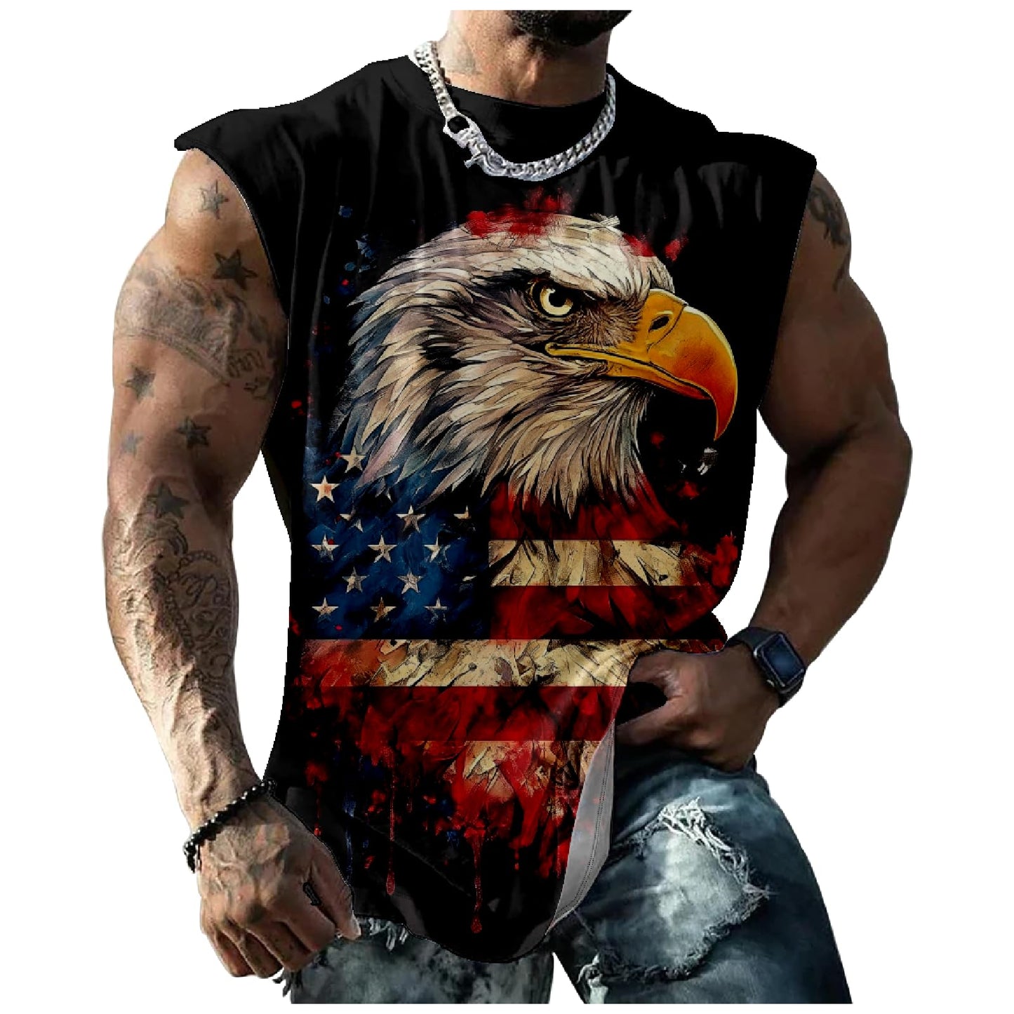NAVARCH Mens Tank Tops Novelty 3D Printed Summer Casual Loose Workout Sleeveless Shirts Quick Dry Breathable Tops