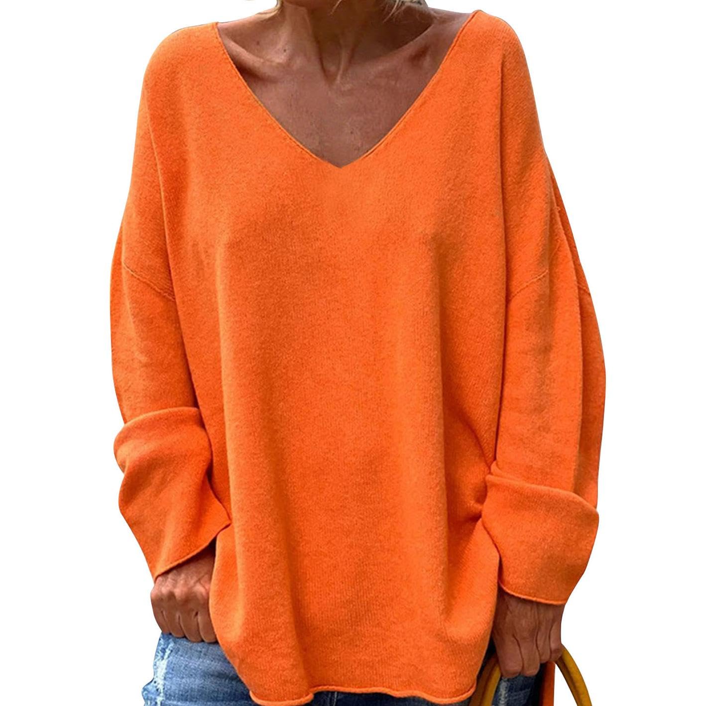 GYMDOG Women Long Sleeve Shirts V Neck Casual and Fishion Solid Color Oversize Tops Basic Tee