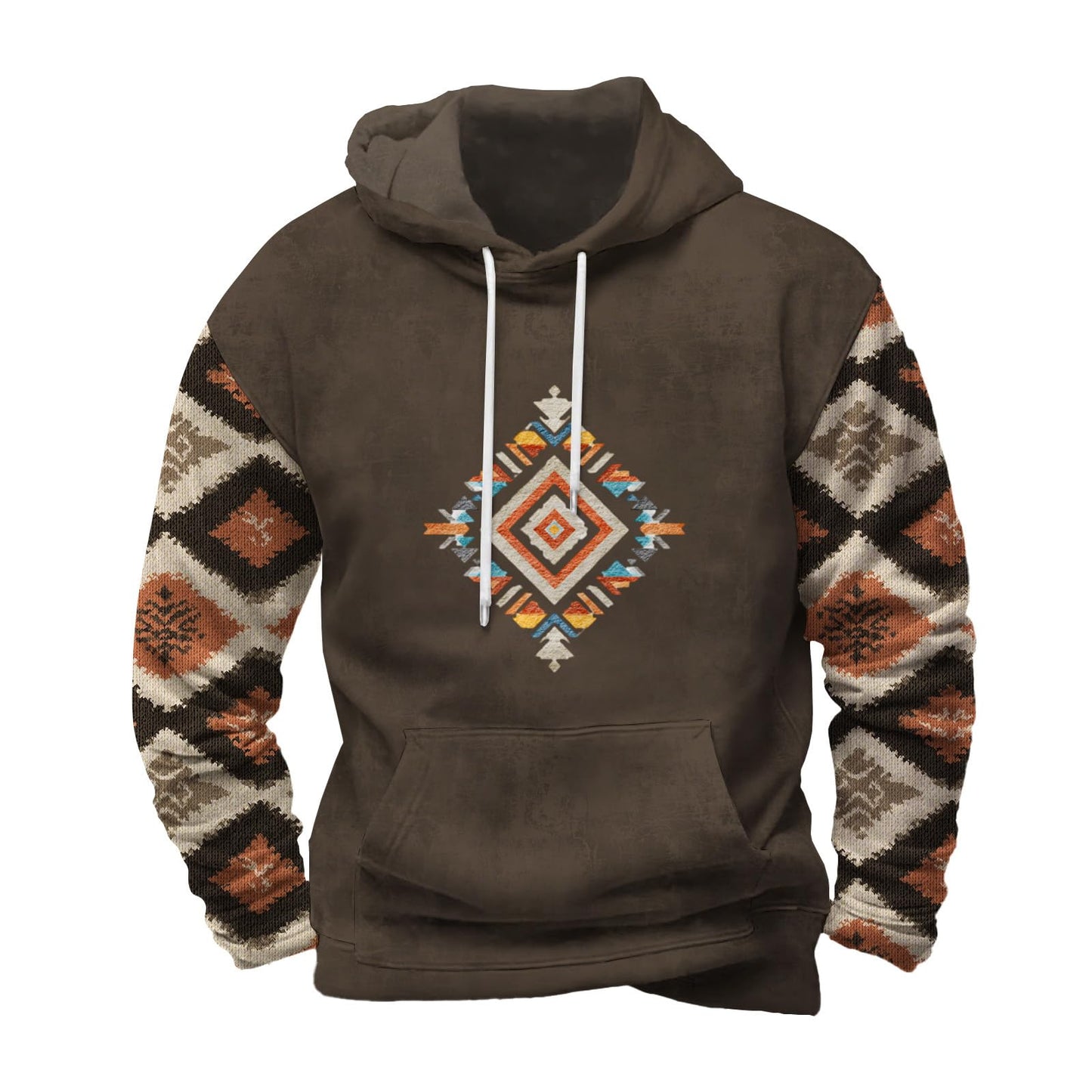 Befox Mens Sweatshirts,Aztec Hoodie Western Vintage Fall Long Sleeve Hooded Tops Tribal Graphic Pullover With Pockets