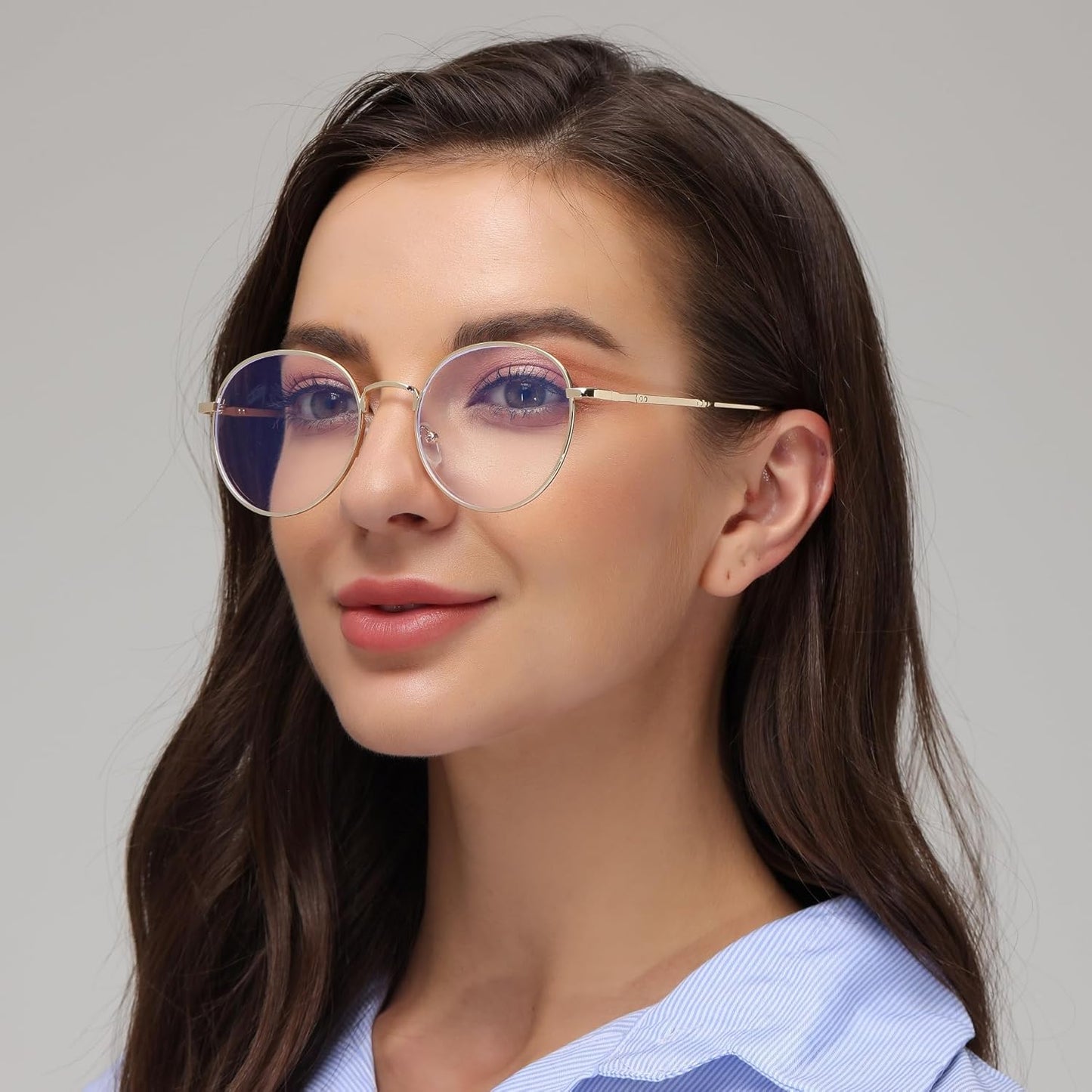 NAVARCH Women Round Retro Metal Frame Clear Lens Glass Vintage Glasses Clear Lens Glasses