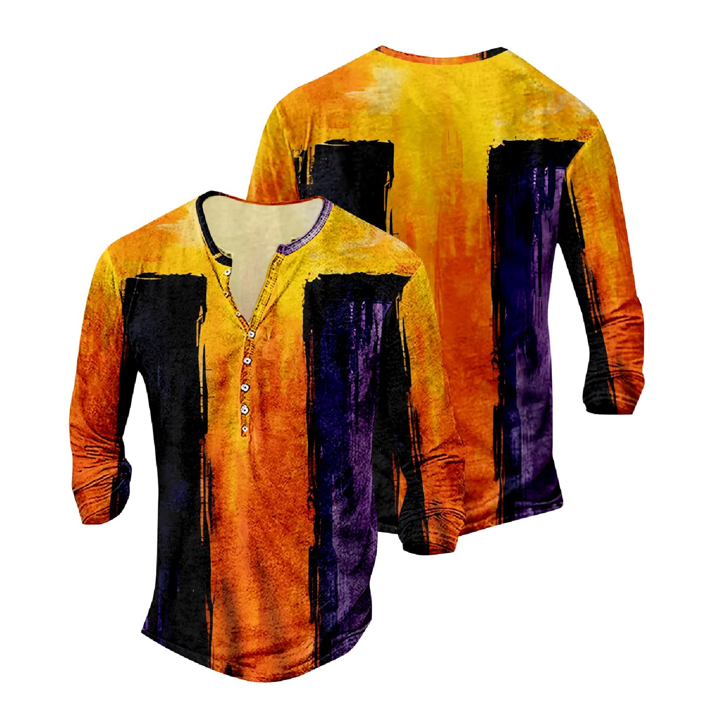 JiffPom Mens Christian Faith Long Sleeves Silky Henley Shirt Cool Jesus Cross Print Casual Button Down Polo Shirts