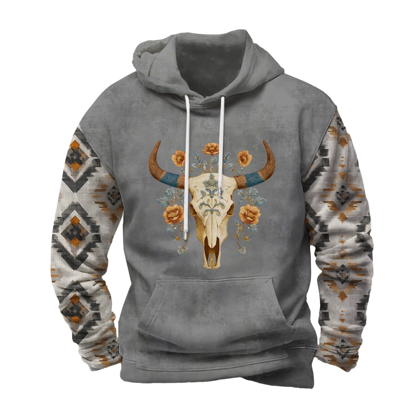 Befox Mens Sweatshirts,Aztec Hoodie Western Vintage Fall Long Sleeve Hooded Tops Tribal Graphic Pullover With Pockets