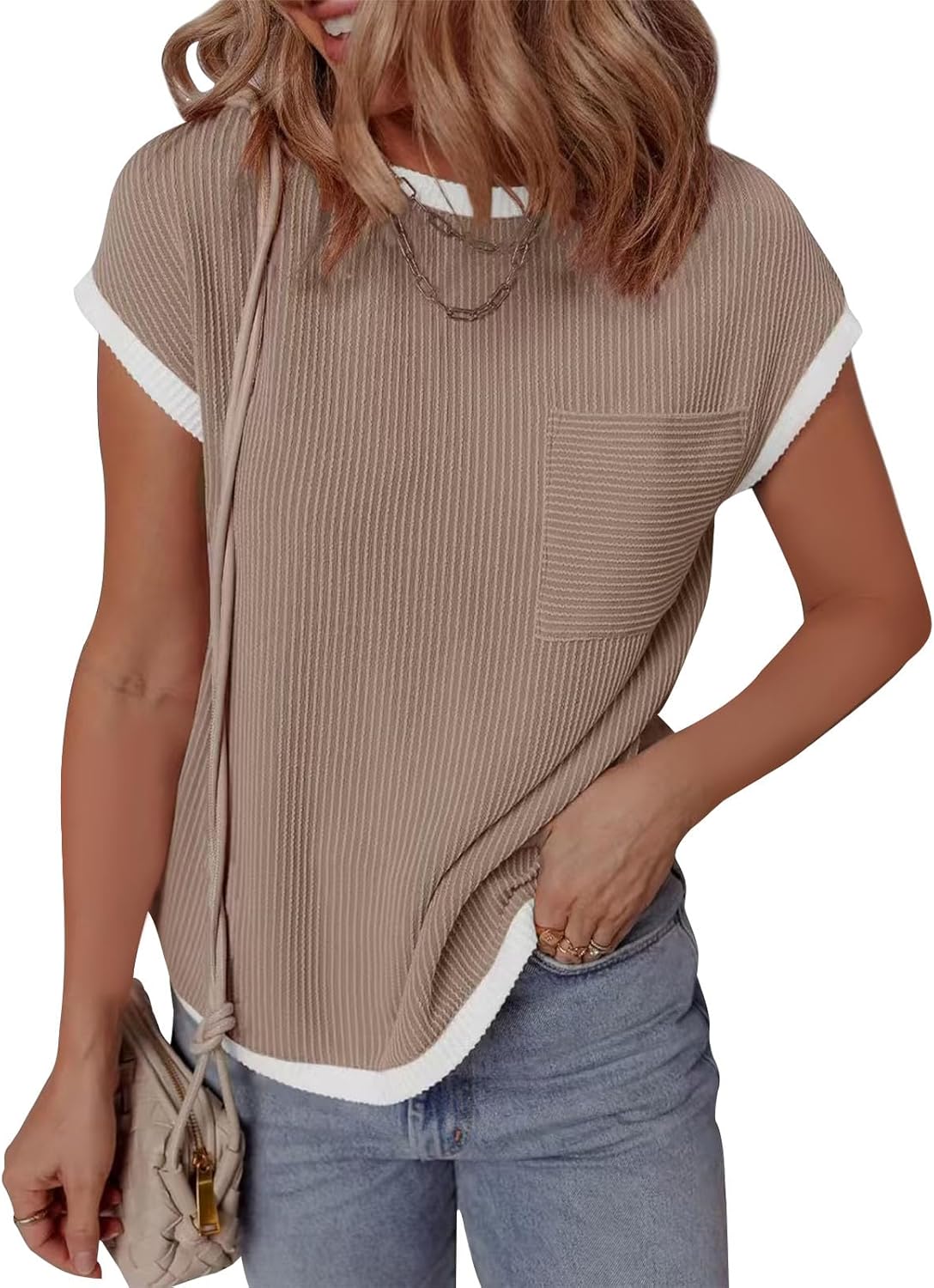 GYMDOG Short Sleeve Shirts for Women Crewneck Summer Workout Cute Cotton Linen Business Blouses Fashion Casual Tunic Tops