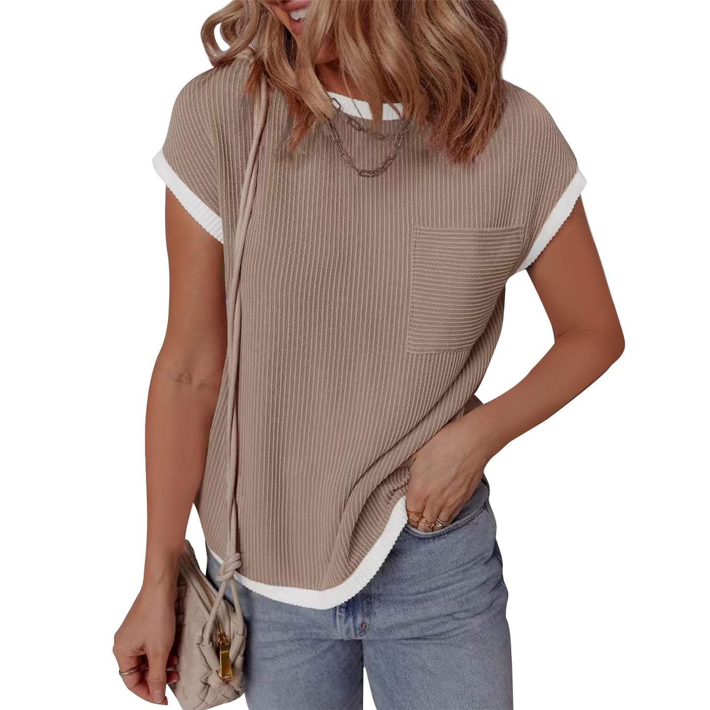 GYMDOG Short Sleeve Shirts for Women Crewneck Summer Workout Cute Cotton Linen Business Blouses Fashion Casual Tunic Tops